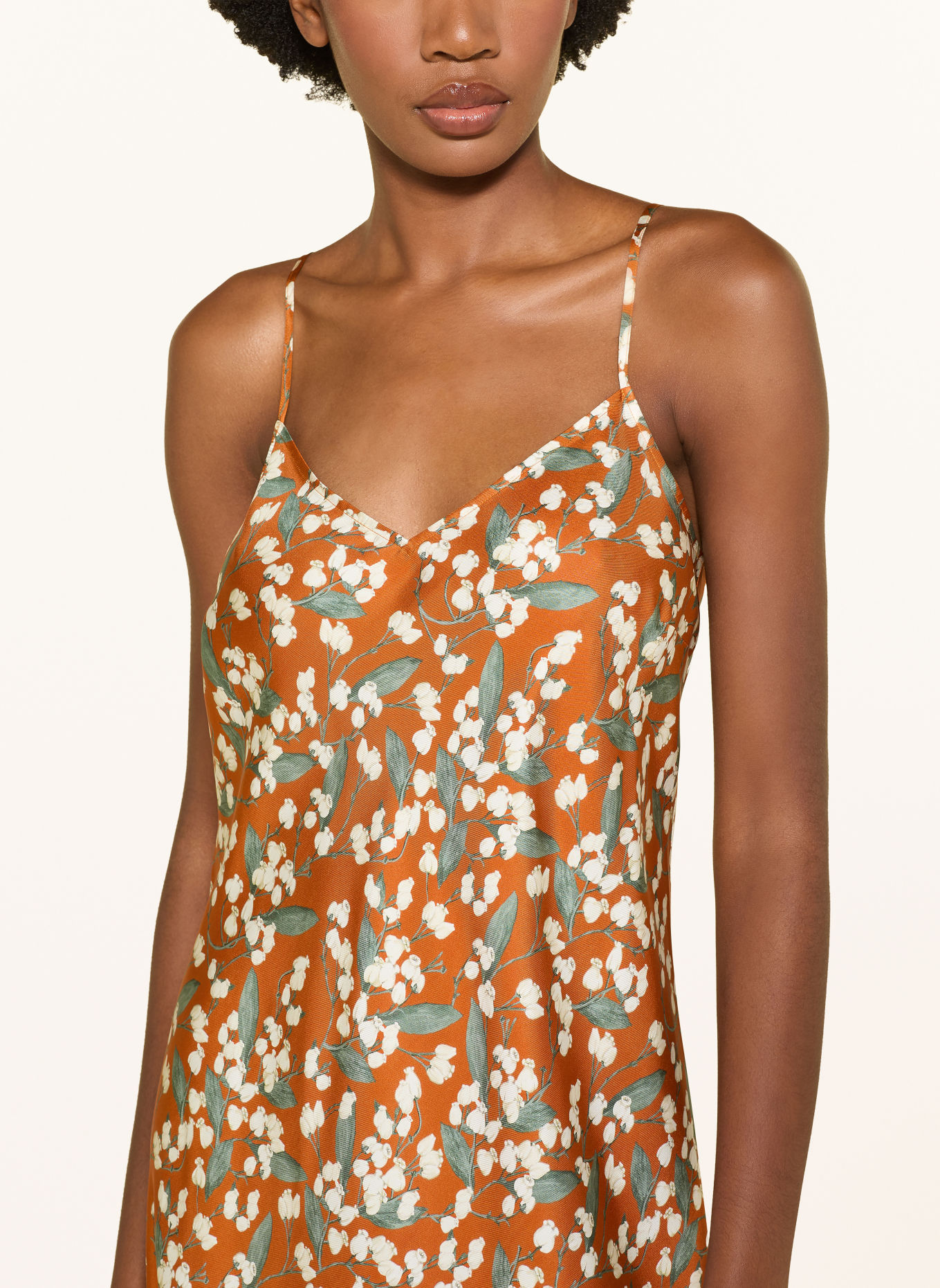 ERES CLARINE Silk Negligee: DARK ORANGE / CREAM / DARK GREEN