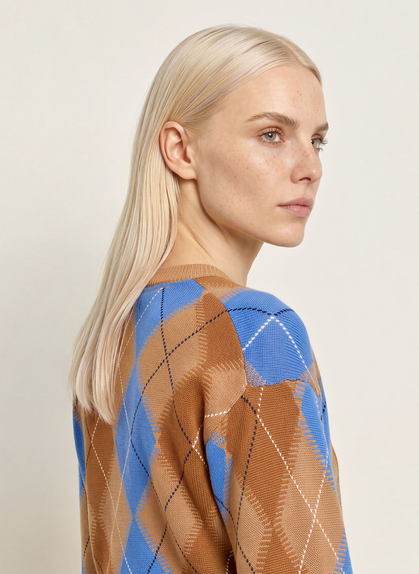 TOMMY HILFIGER Trui: BRUIN / LICHTBRUIN / BLAUW