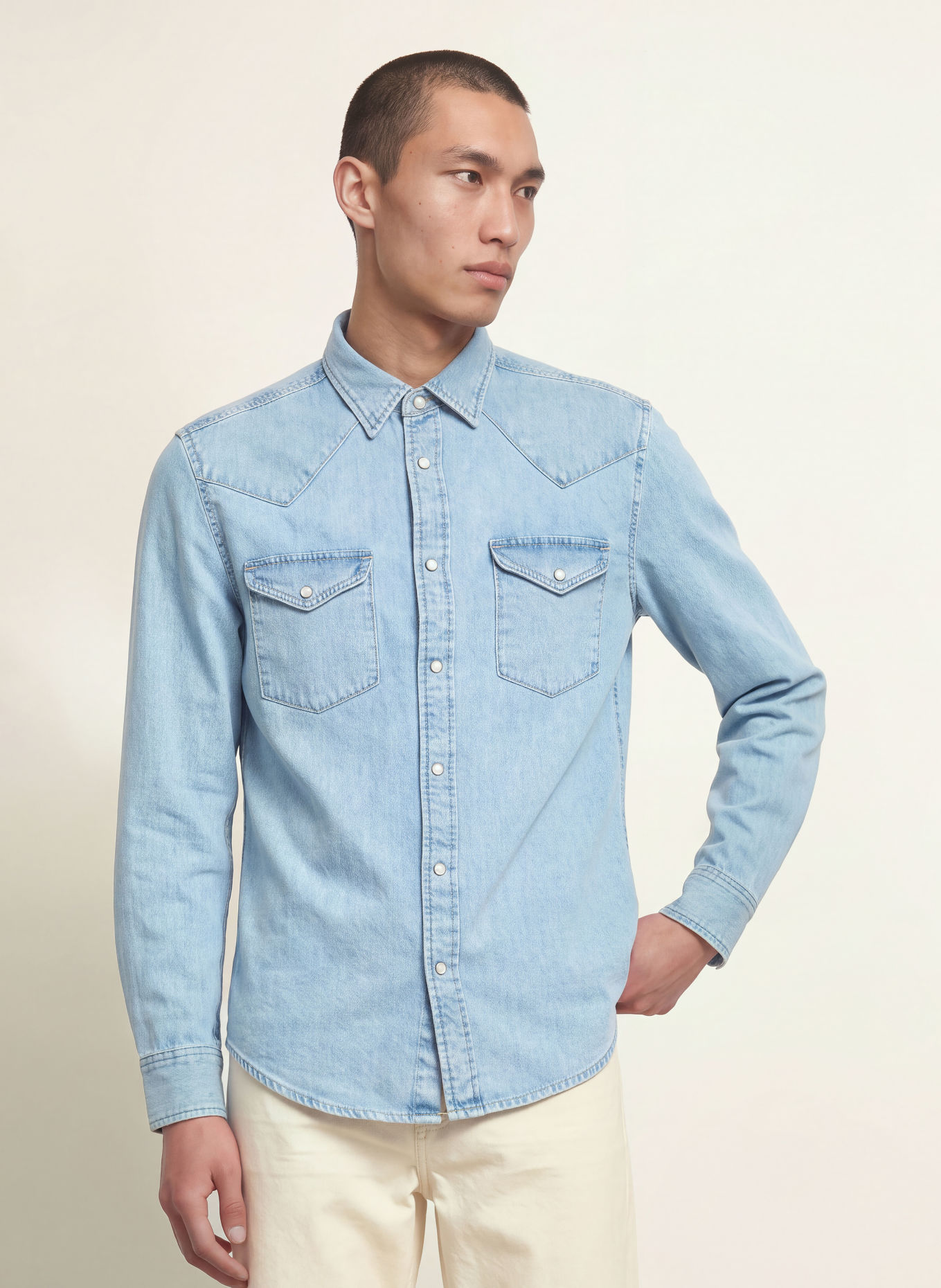 TOMMY HILFIGER Regular-Fit Denim Shirt: LIGHT BLUE