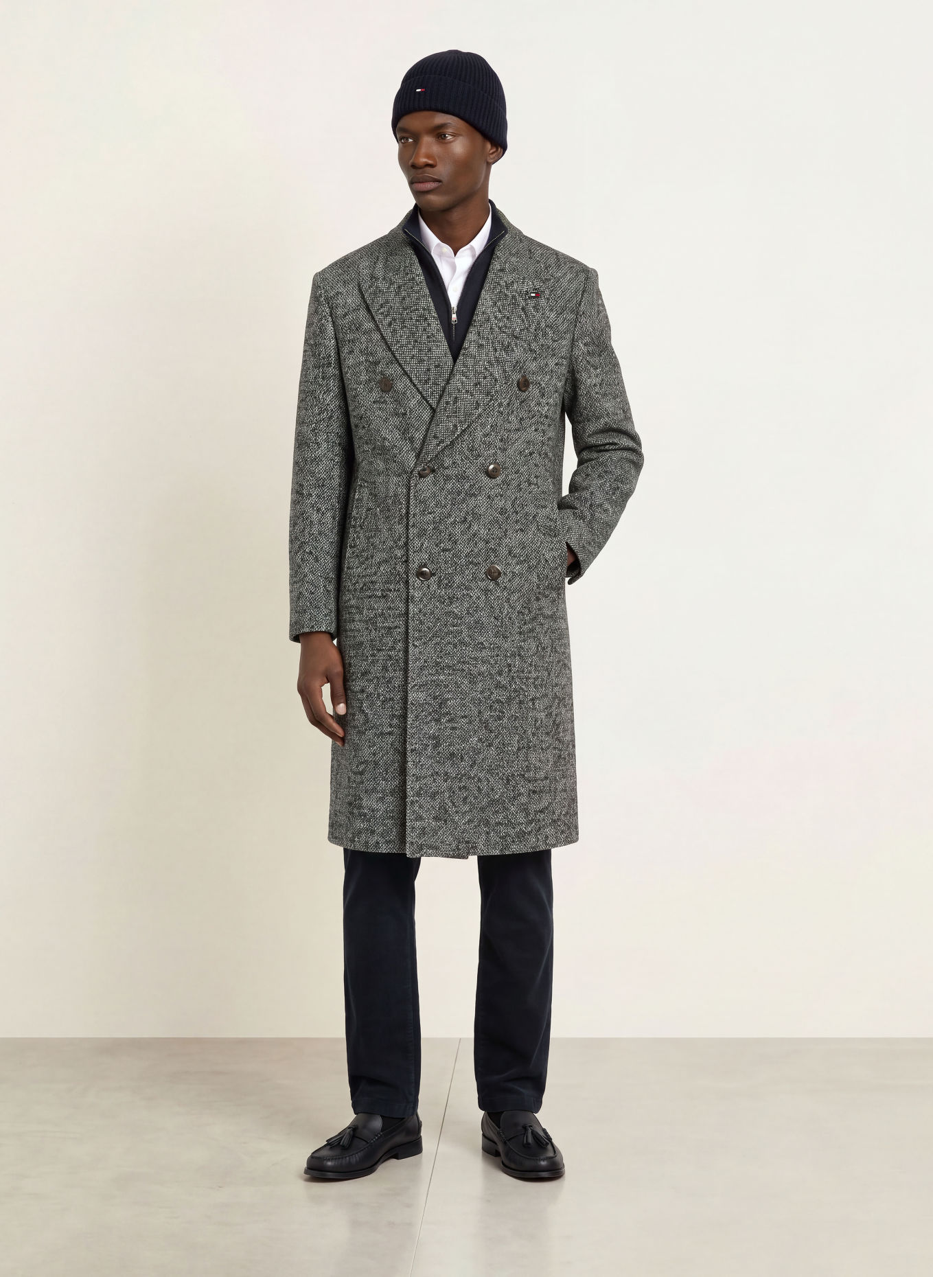 TOMMY HILFIGER Cabanmantel: SCHWARZ / WEISS