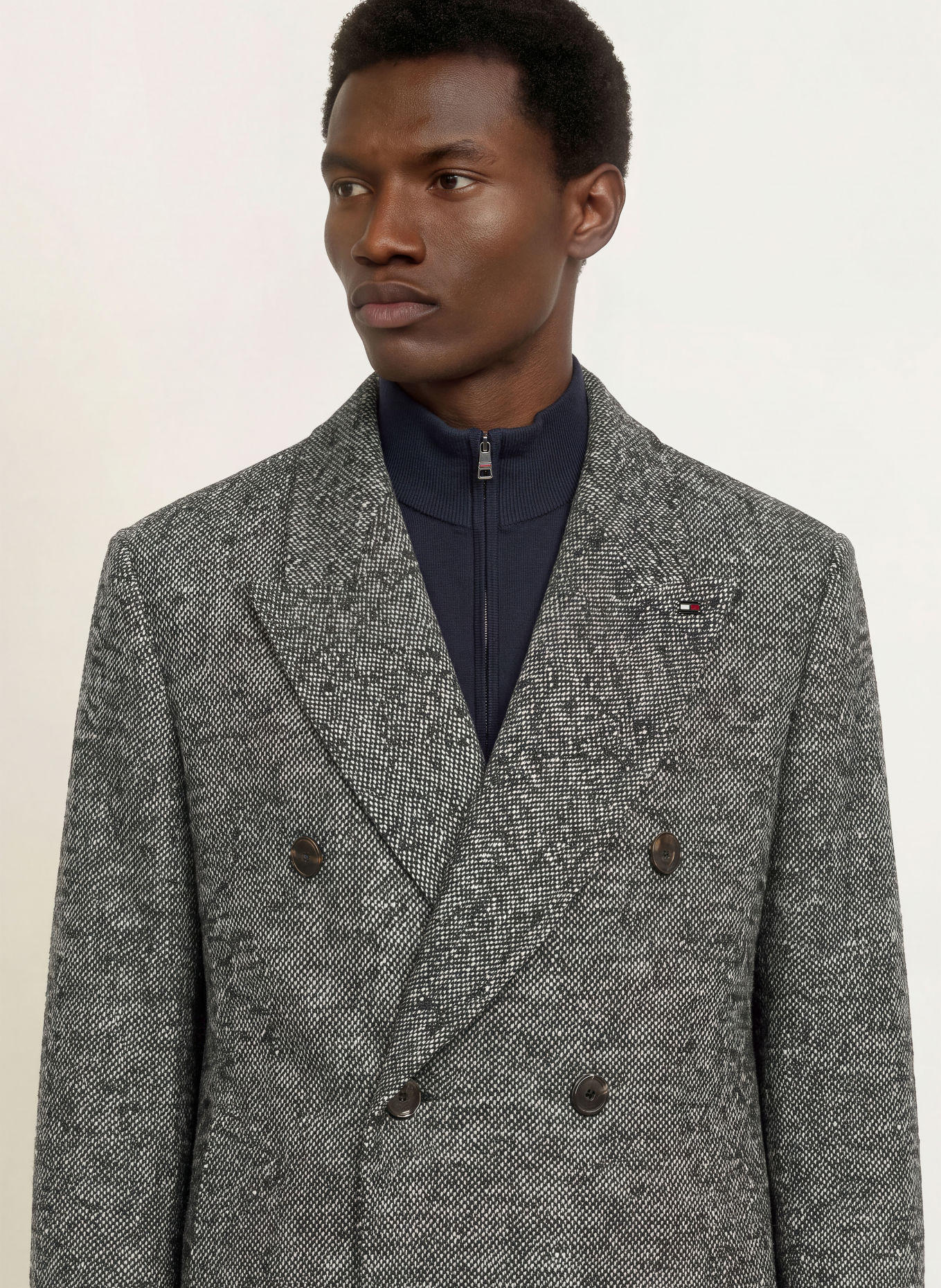 TOMMY HILFIGER Cabanmantel: SCHWARZ / WEISS