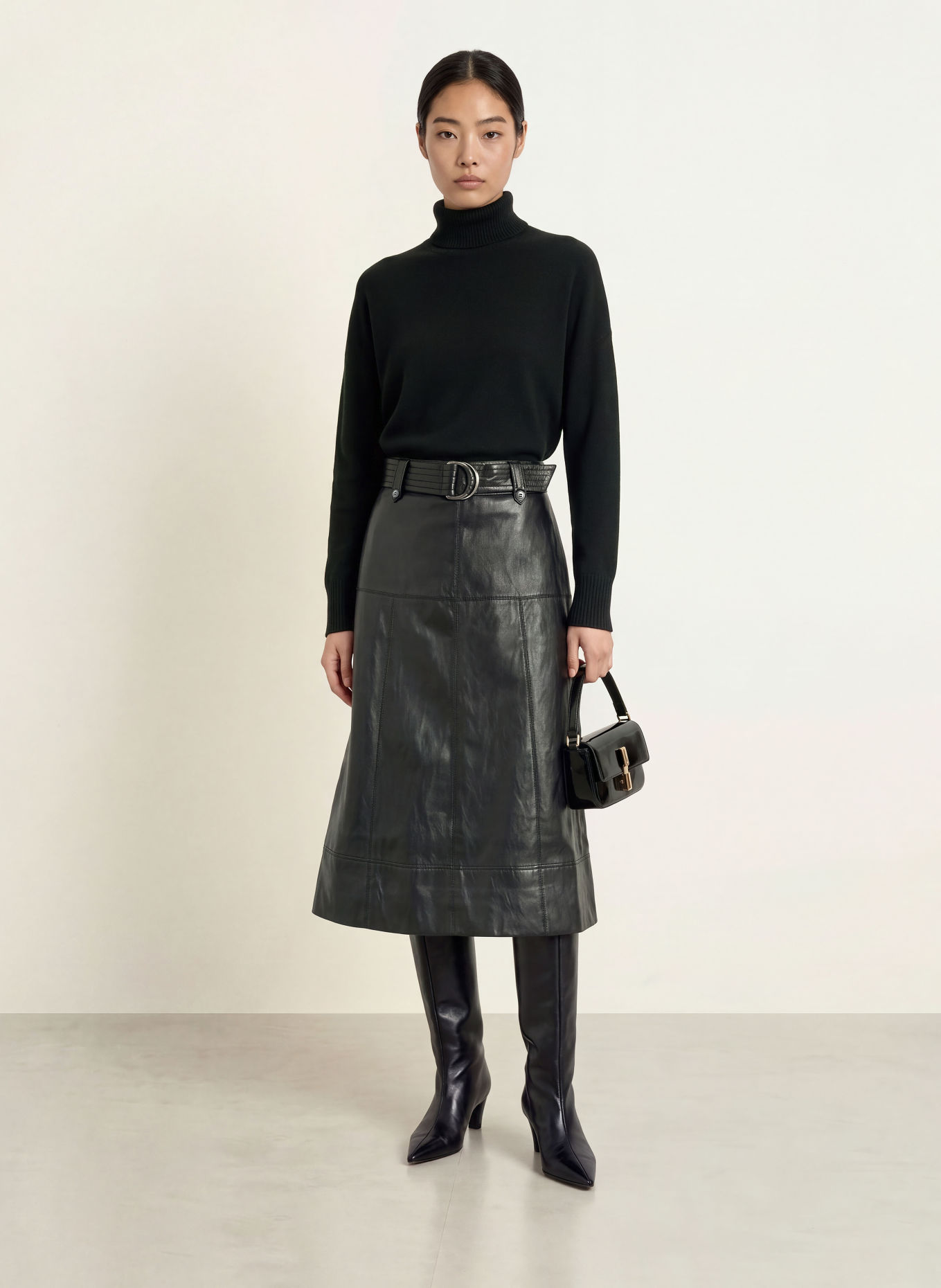 CATNOIR Faux-leather skirt: BLACK