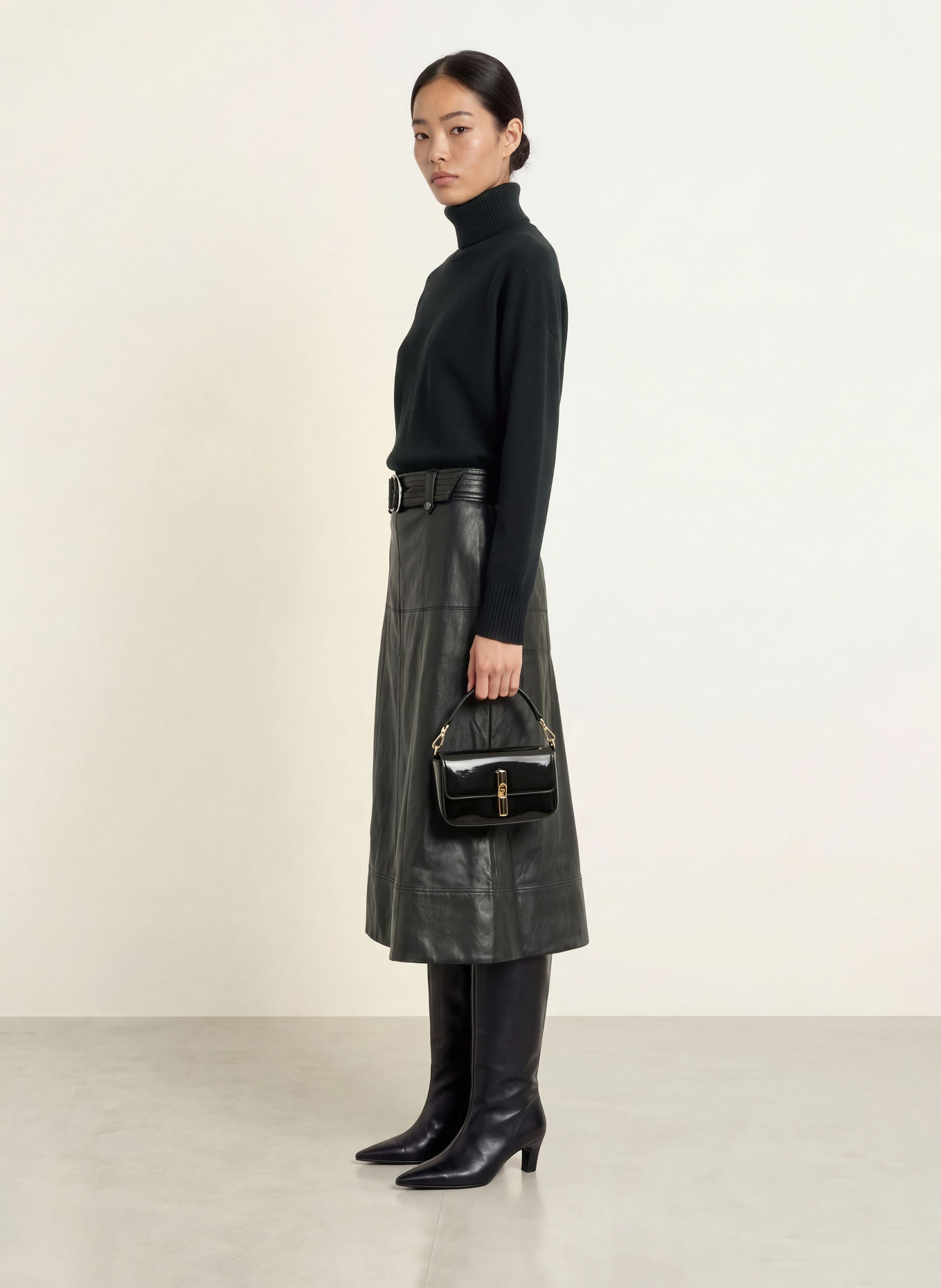 CATNOIR Faux-leather skirt: BLACK