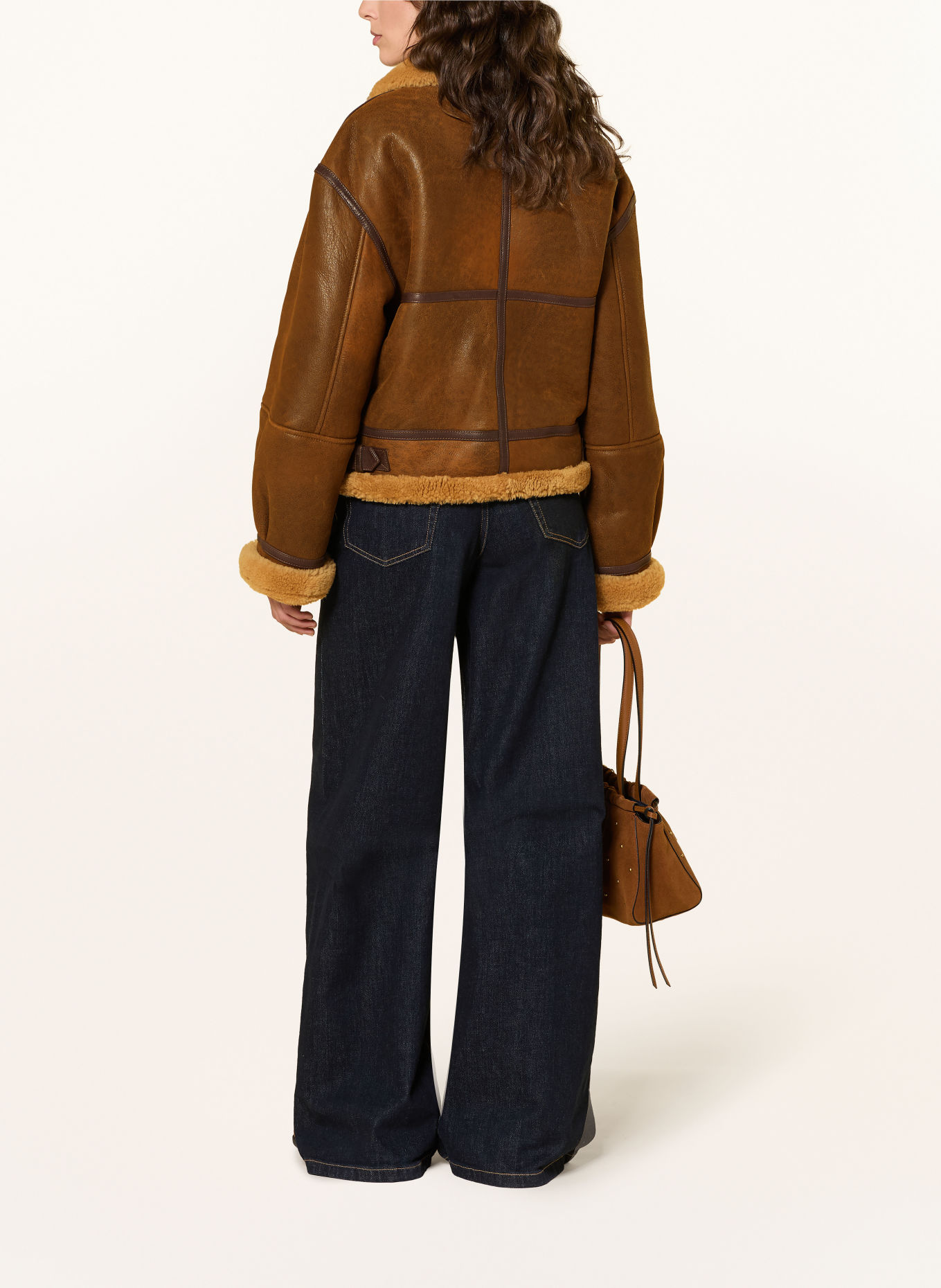 TOMMY HILFIGER Lederjacke: DUNKELBRAUN / HELLBRAUN