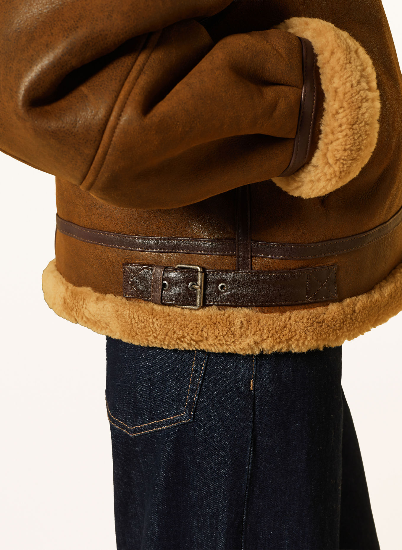 TOMMY HILFIGER Lederjacke: DUNKELBRAUN / HELLBRAUN