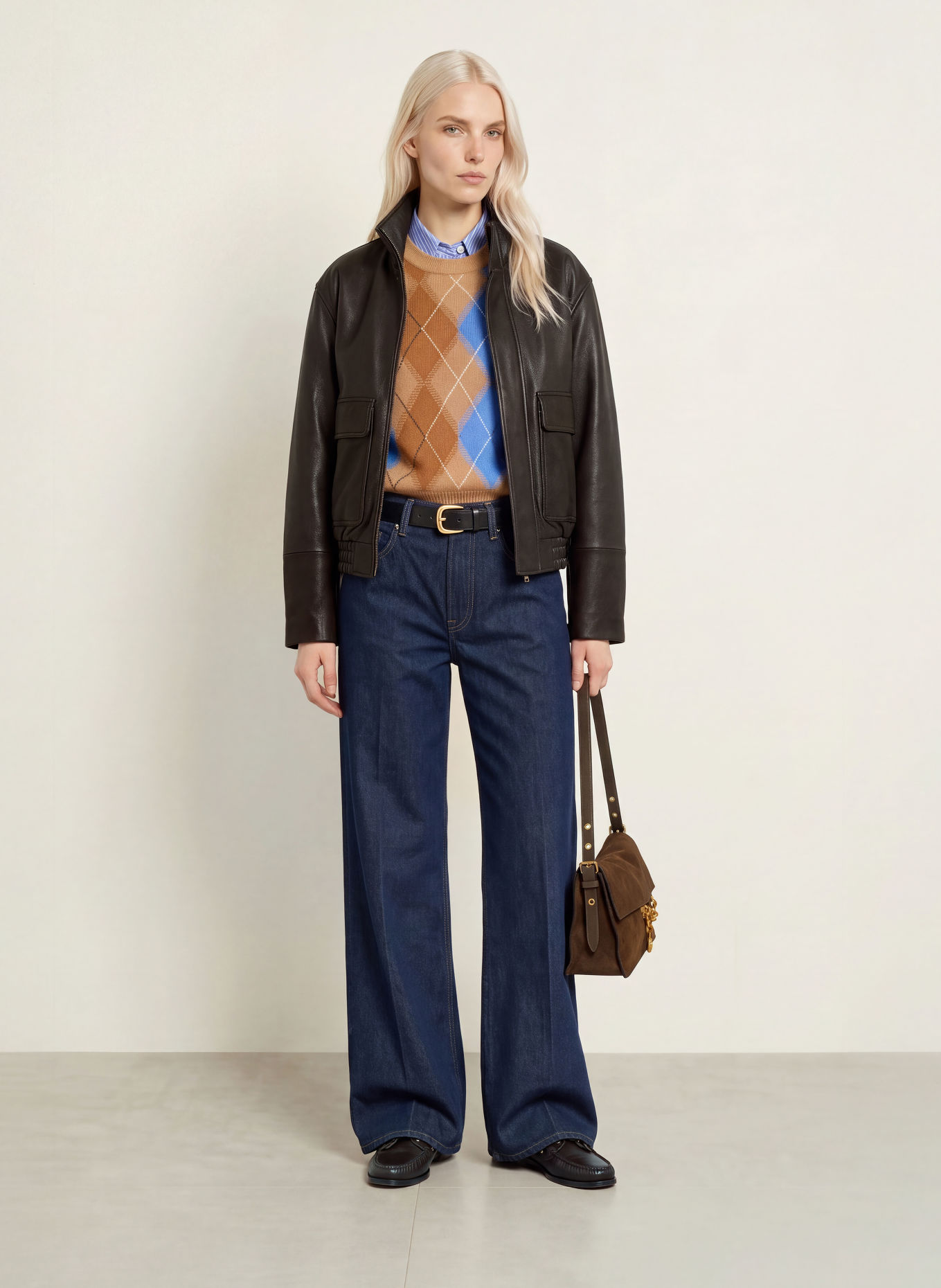 TOMMY HILFIGER Lederblouson: DUNKELBRAUN