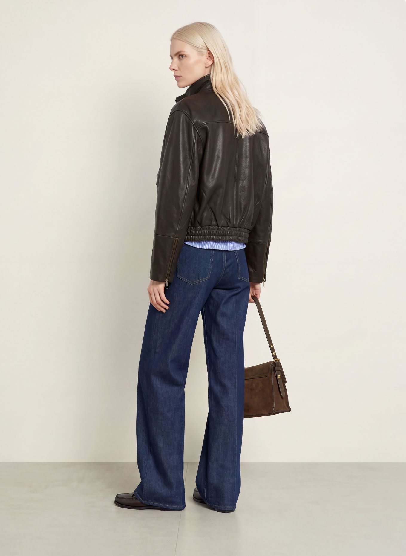 TOMMY HILFIGER Lederblouson: DUNKELBRAUN