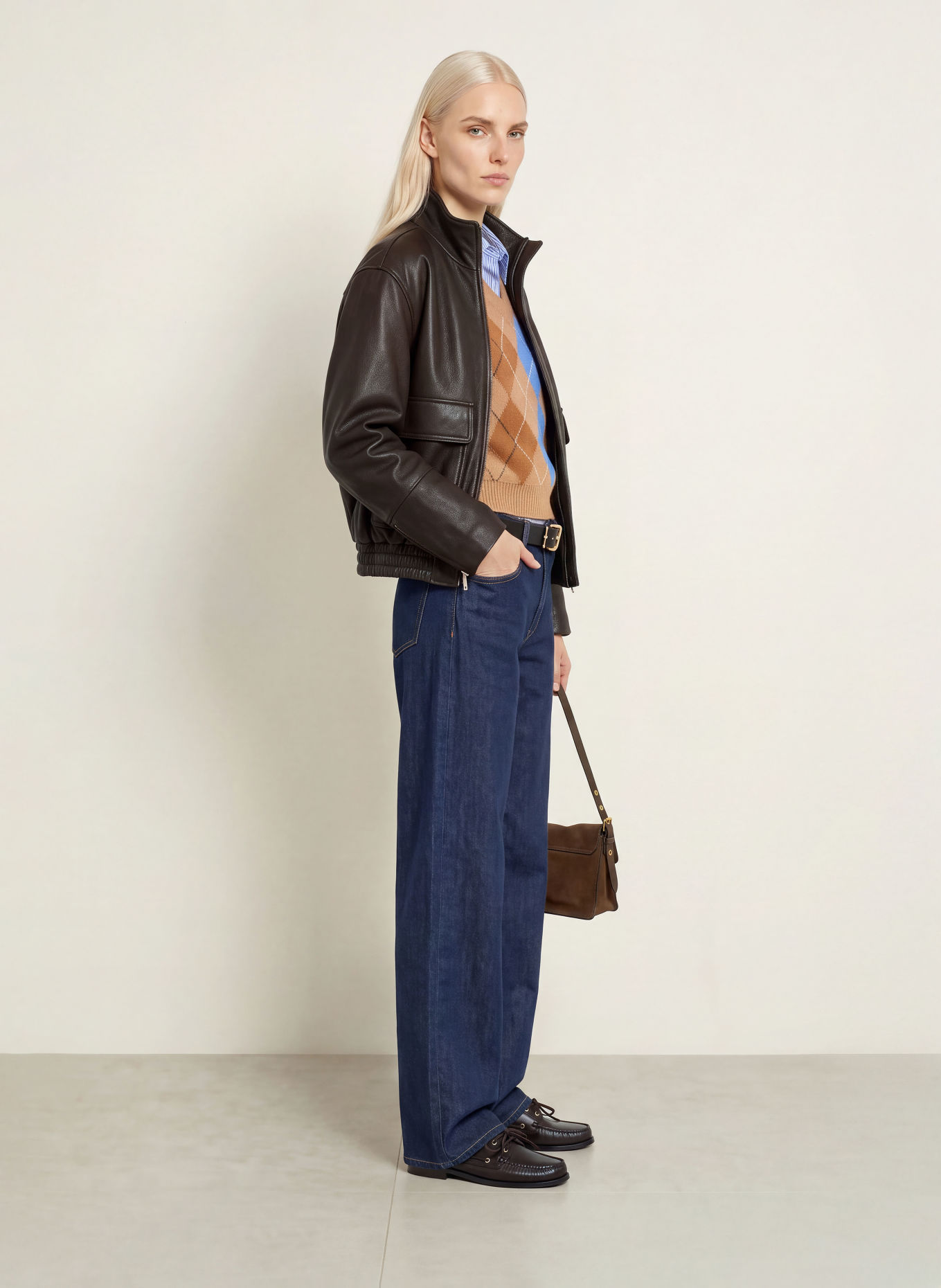 TOMMY HILFIGER Lederblouson: DUNKELBRAUN