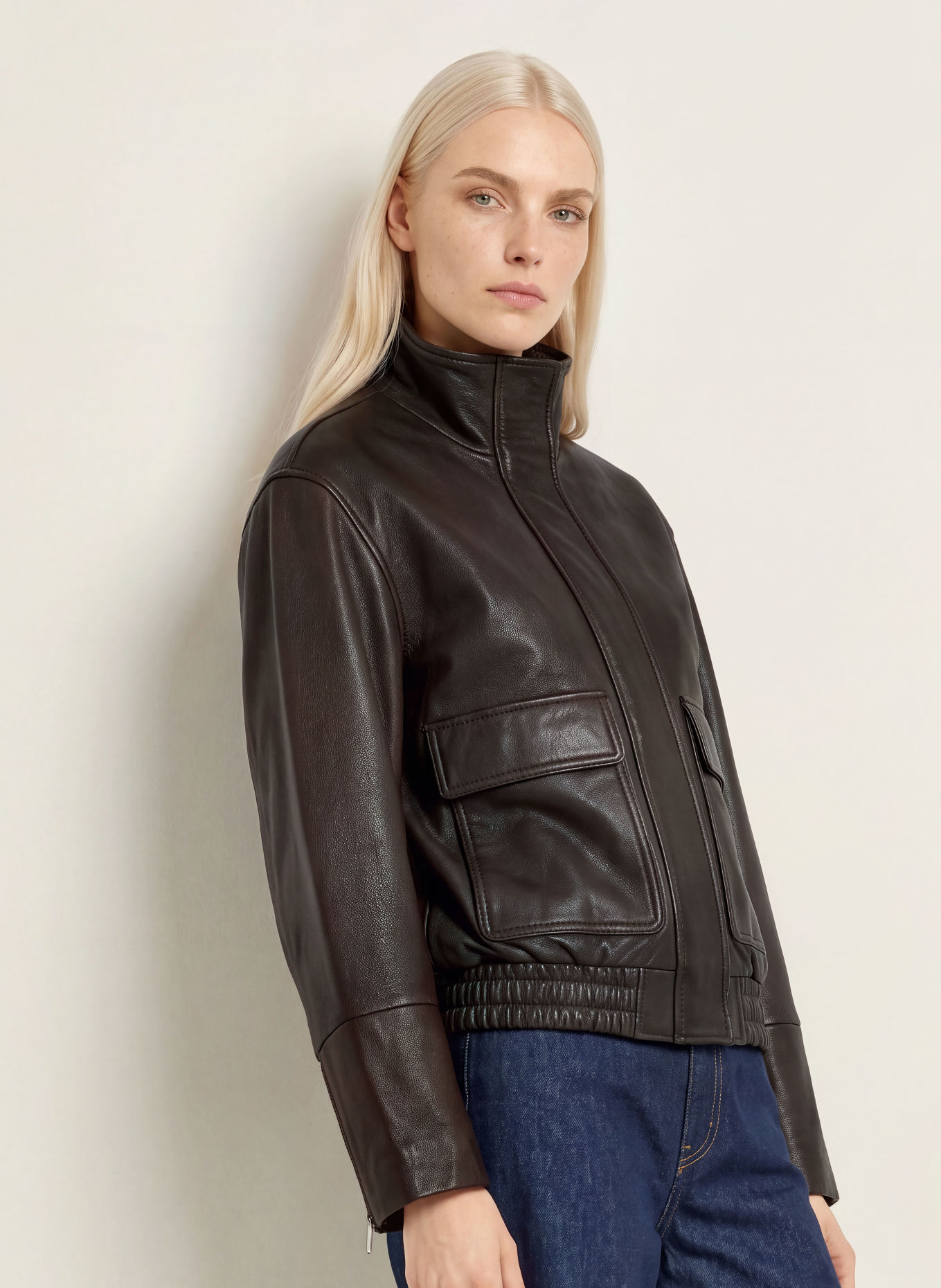 TOMMY HILFIGER Lederblouson: DUNKELBRAUN