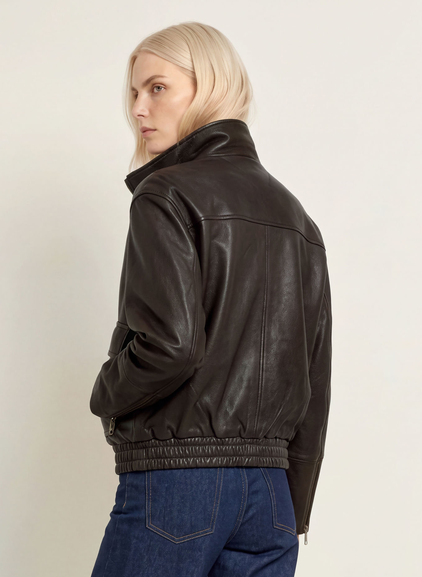 TOMMY HILFIGER Lederblouson: DUNKELBRAUN