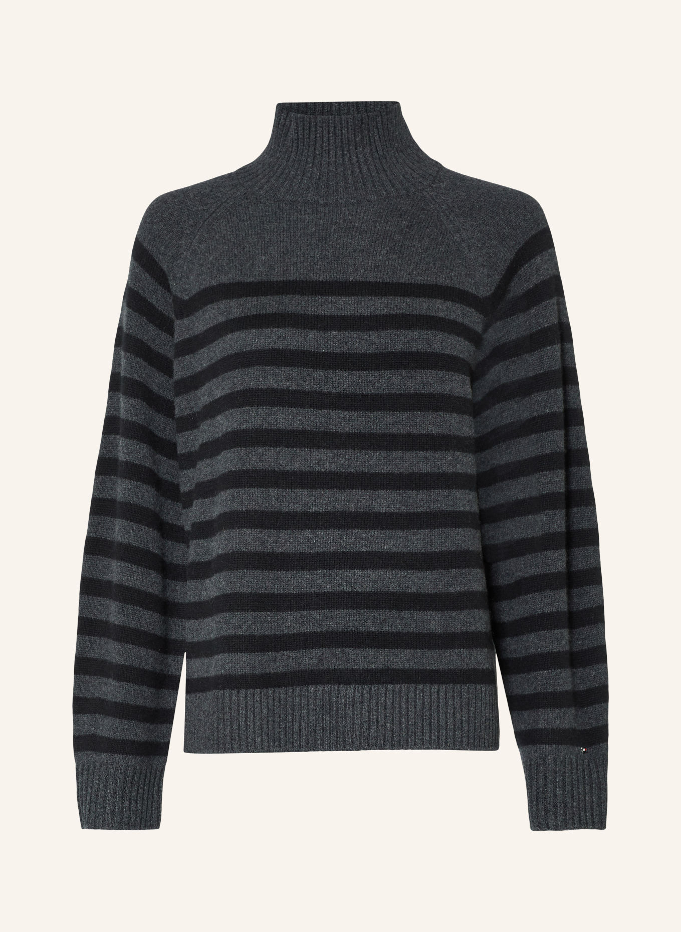 TOMMY HILFIGER Pull en cachemire: GRIS FONCÉ / NOIR