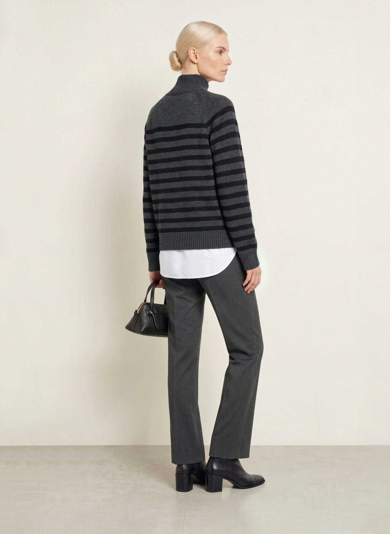 TOMMY HILFIGER Pull en cachemire: GRIS FONCÉ / NOIR