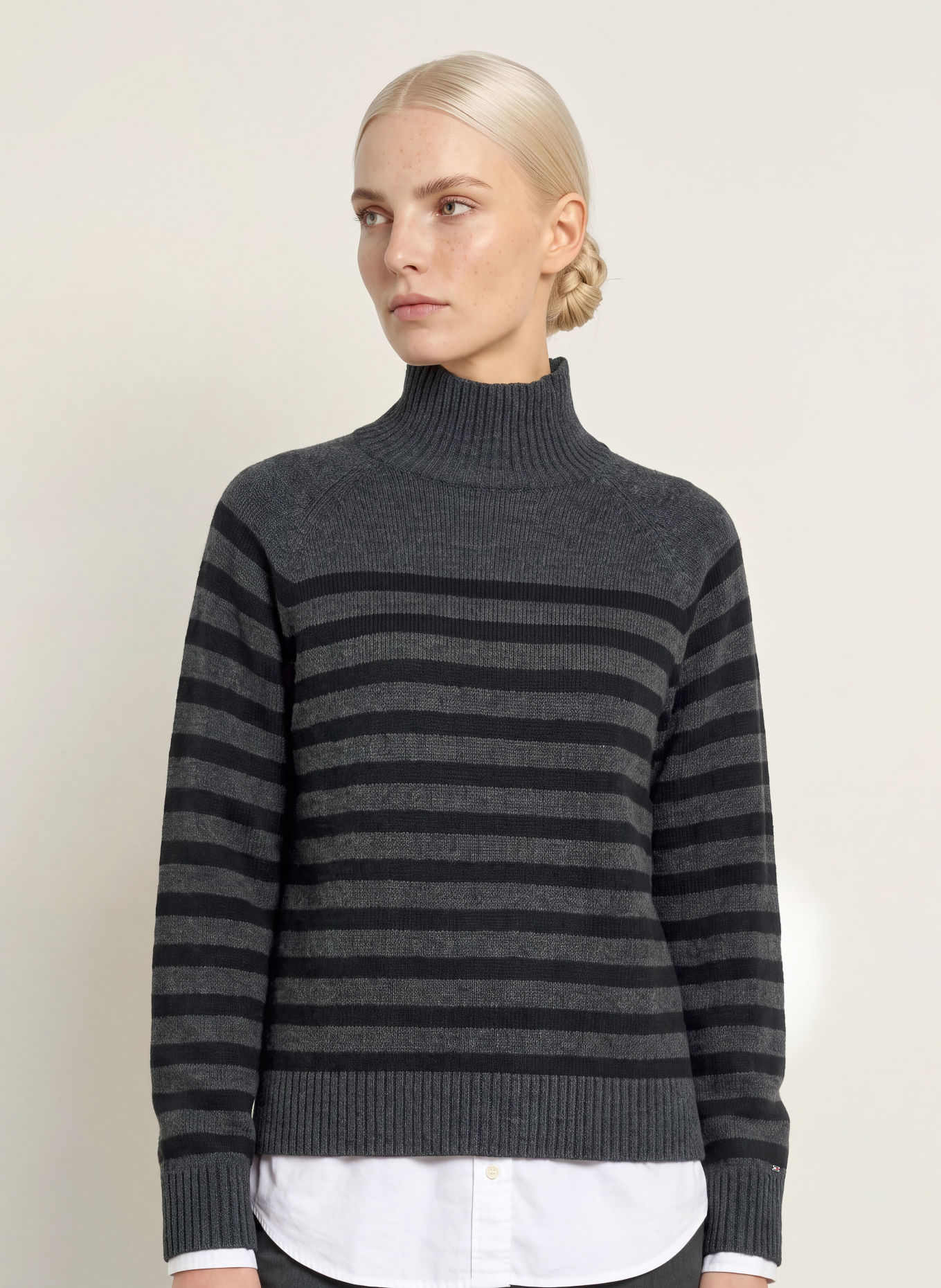 TOMMY HILFIGER Pull en cachemire: GRIS FONCÉ / NOIR