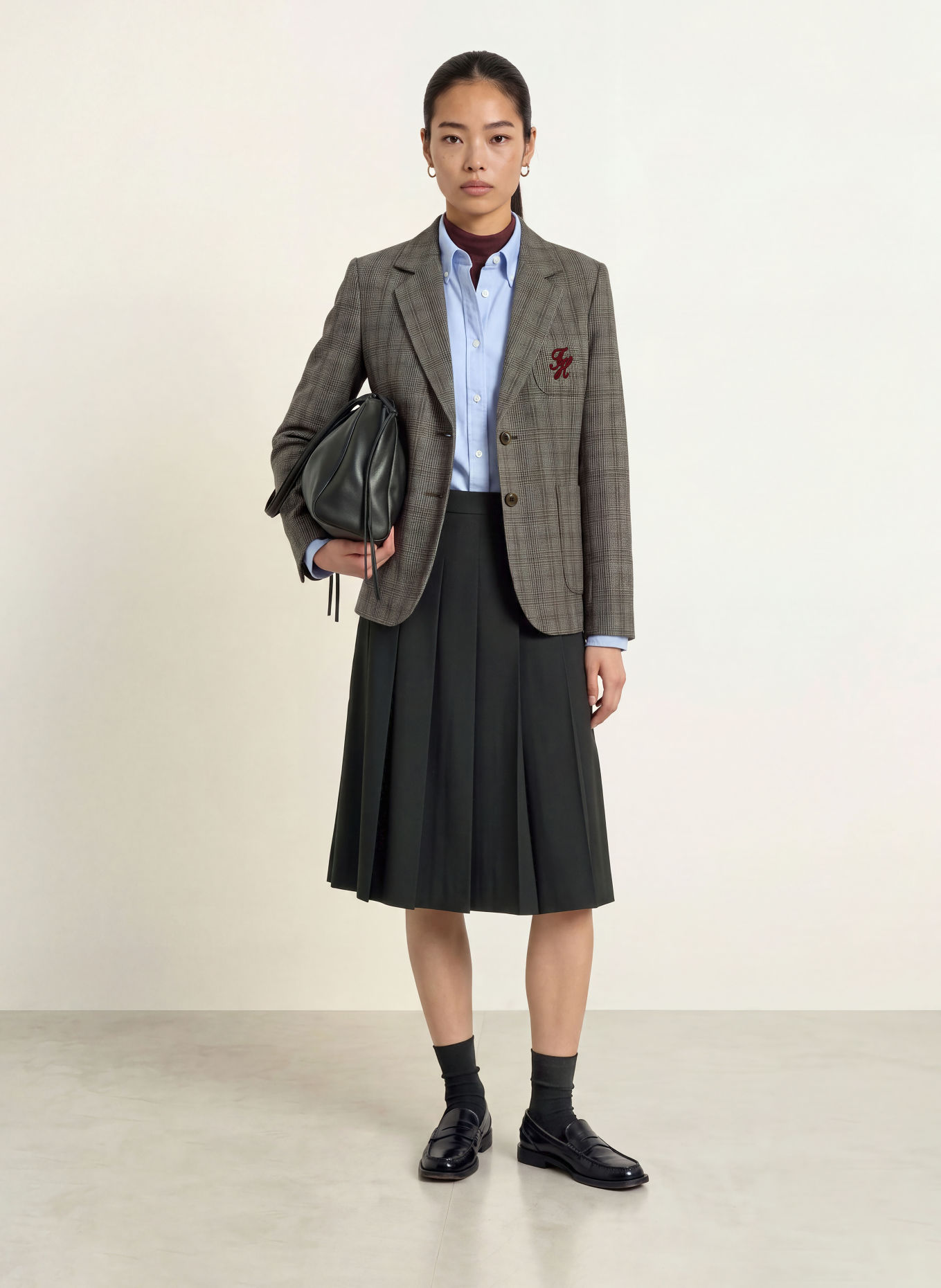 TOMMY HILFIGER Blazer: DARK GRAY / LIGHT GRAY / DARK RED