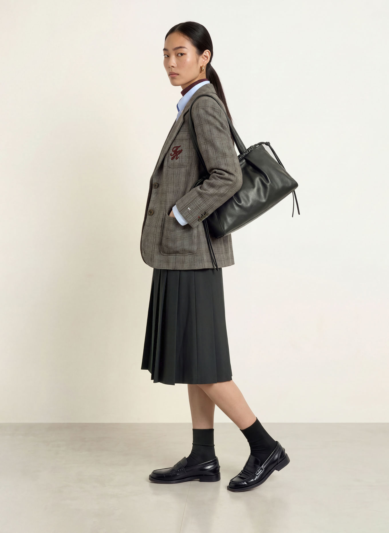 TOMMY HILFIGER Blazer: DARK GRAY / LIGHT GRAY / DARK RED