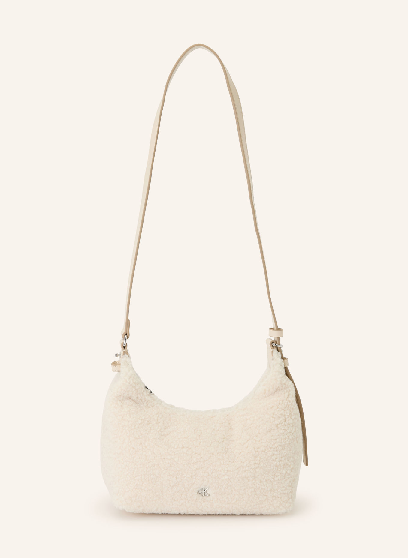 Calvin Klein Schultertasche: BEIGE / SILBER