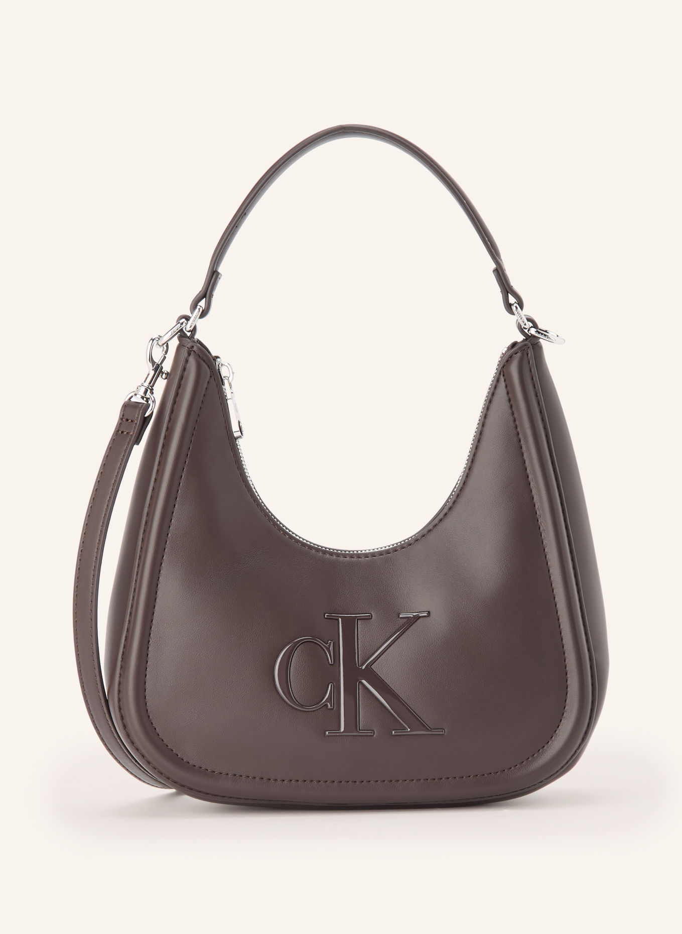Calvin Klein Umhängetasche SMALL: DUNKELBRAUN / SILBER