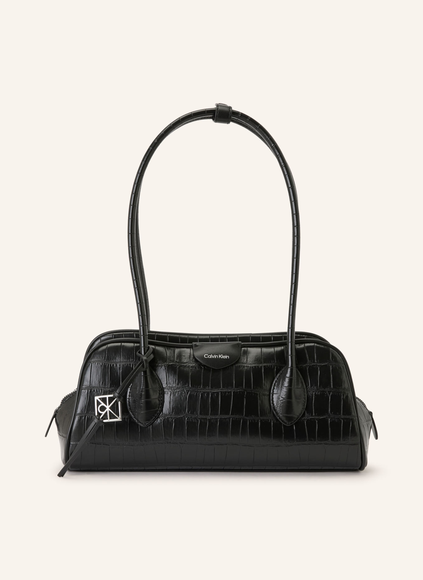 Calvin Klein Schultertasche: SCHWARZ / SILBER