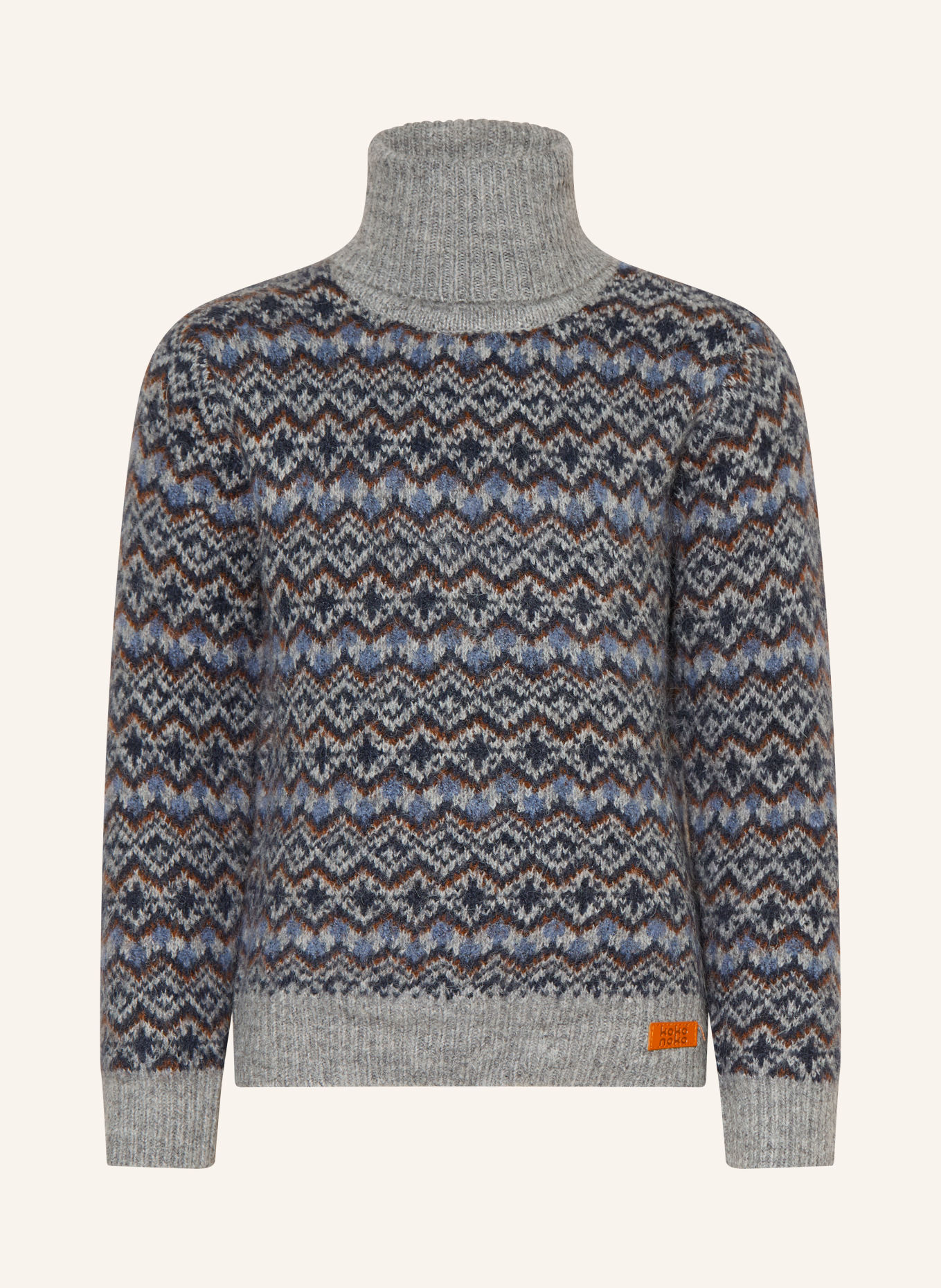 Koko Noko Turtleneck sweater: GRAY / DARK BROWN / DARK BLUE