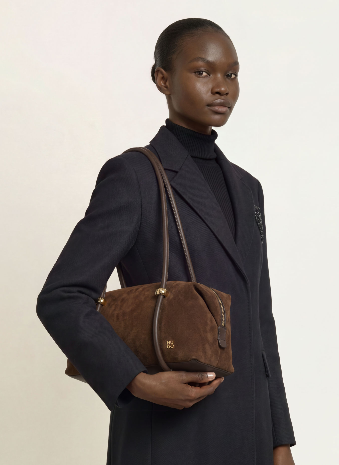 HUGO BRIONY Shoulder Bag: DARK BROWN / GOLD