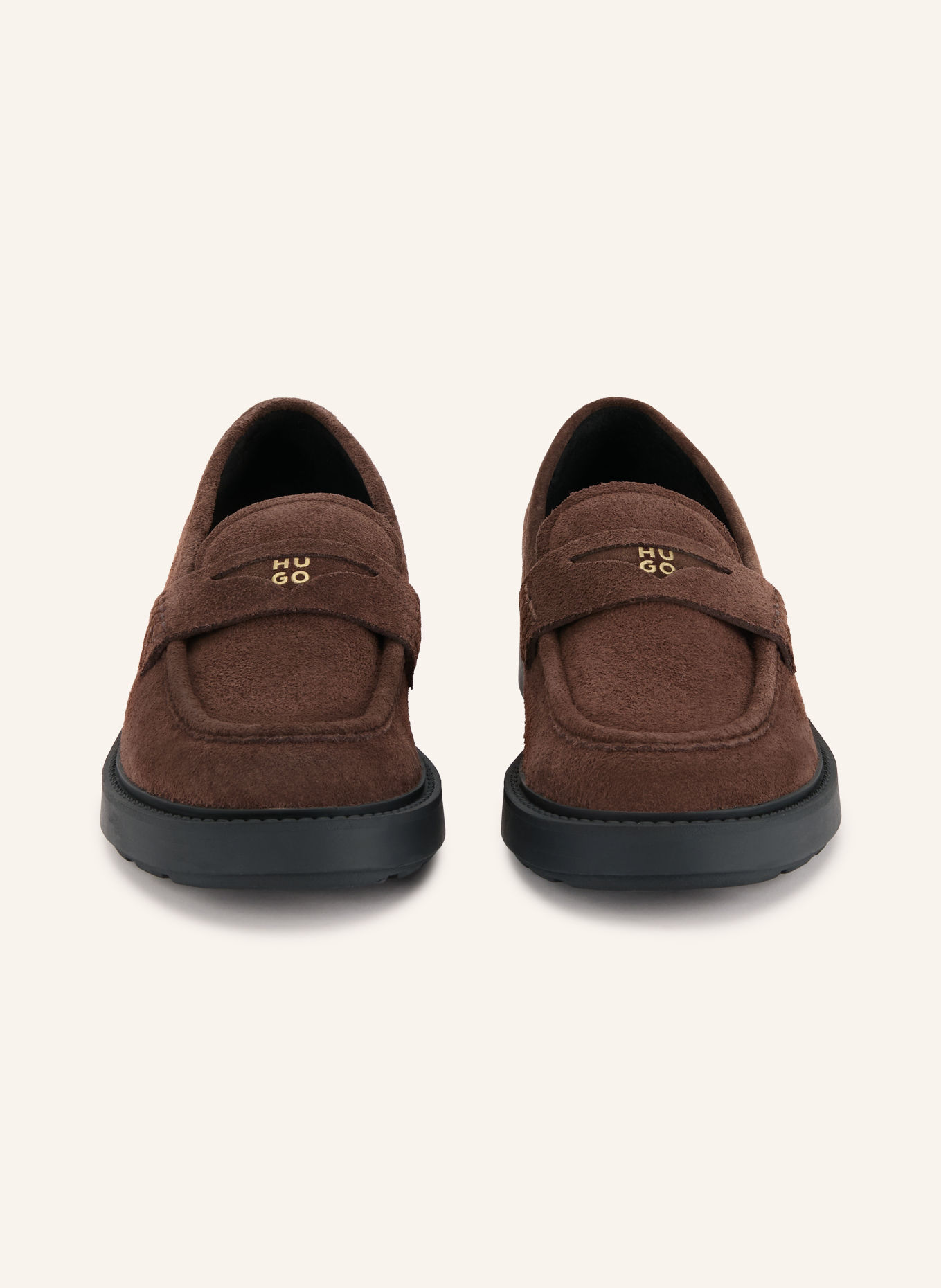 HUGO Penny loafers ANGEY: CIEMNOBRĄZOWY / ZŁOTY