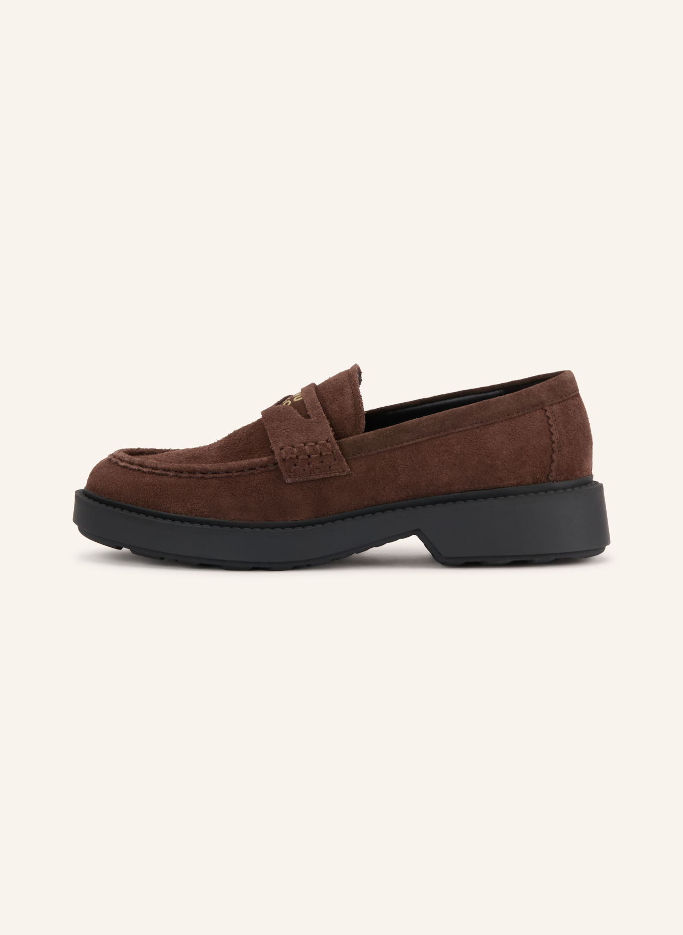 HUGO Penny loafers ANGEY: CIEMNOBRĄZOWY / ZŁOTY