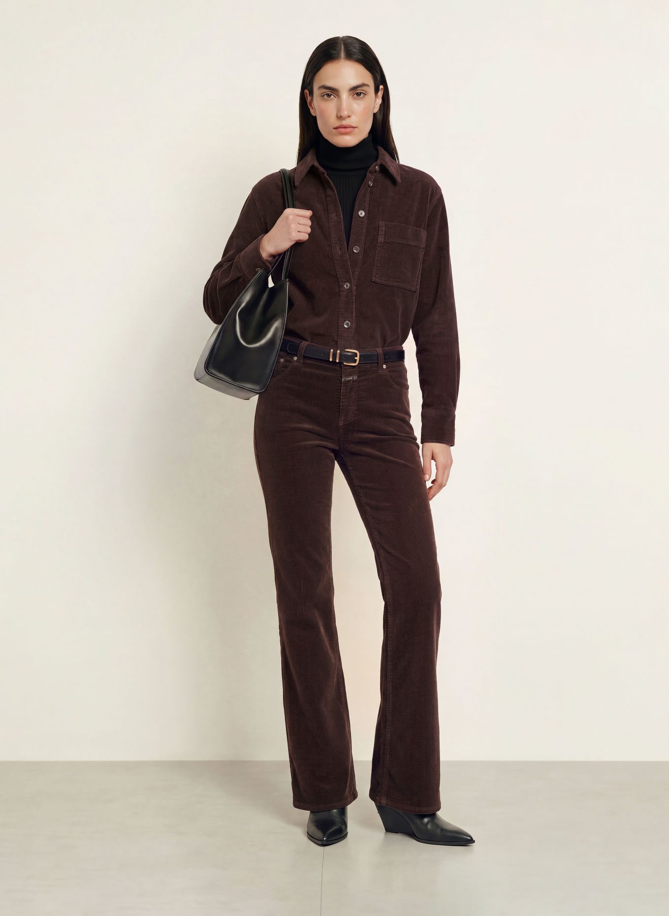 CLOSED Oversized-Hemdbluse aus Cord: DUNKELROT