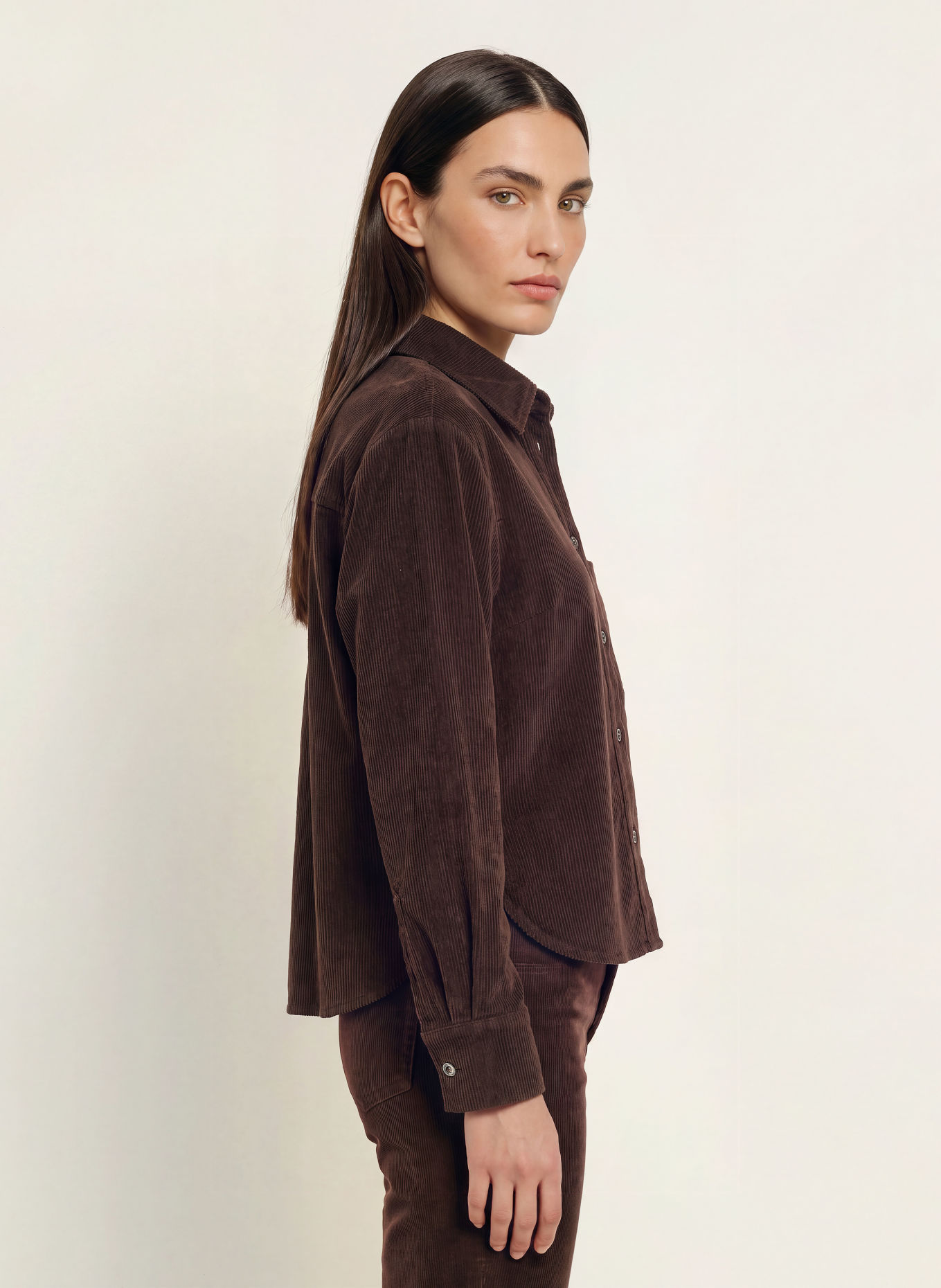 CLOSED Oversized-Hemdbluse aus Cord: DUNKELROT