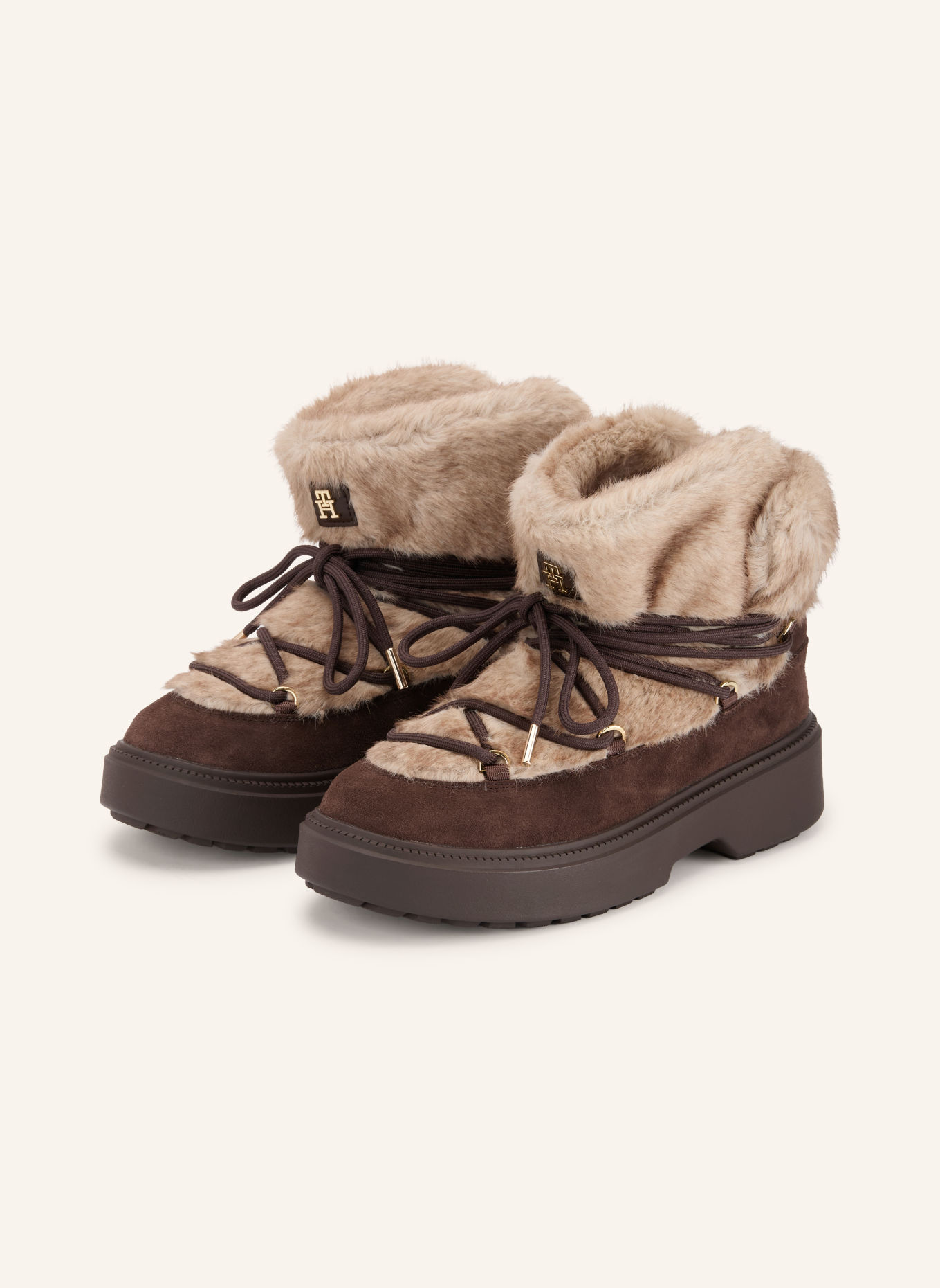 TOMMY HILFIGER Veterboots: MARRON FONCÉ / LICHTBRUIN