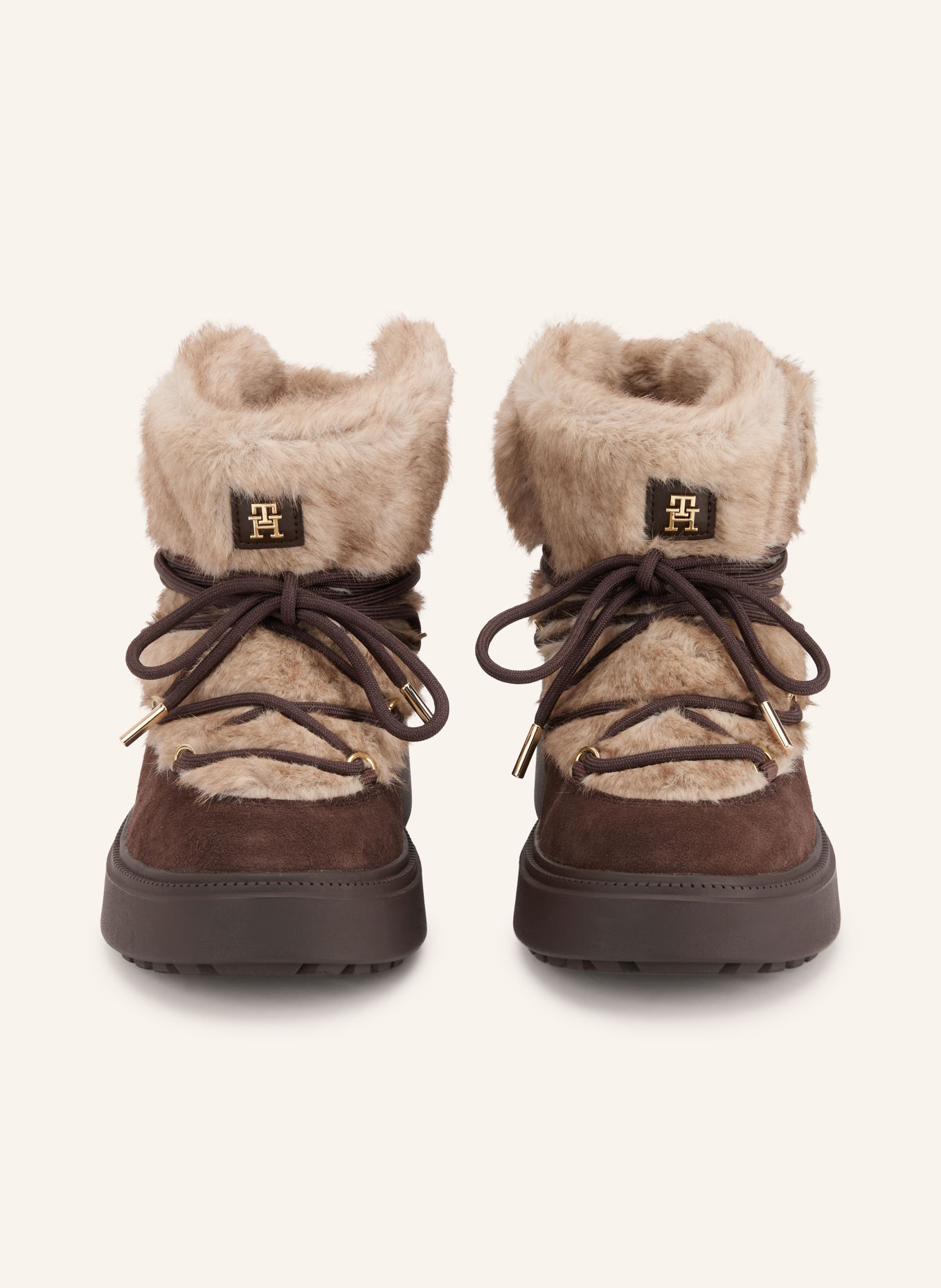 TOMMY HILFIGER Veterboots: MARRON FONCÉ / LICHTBRUIN
