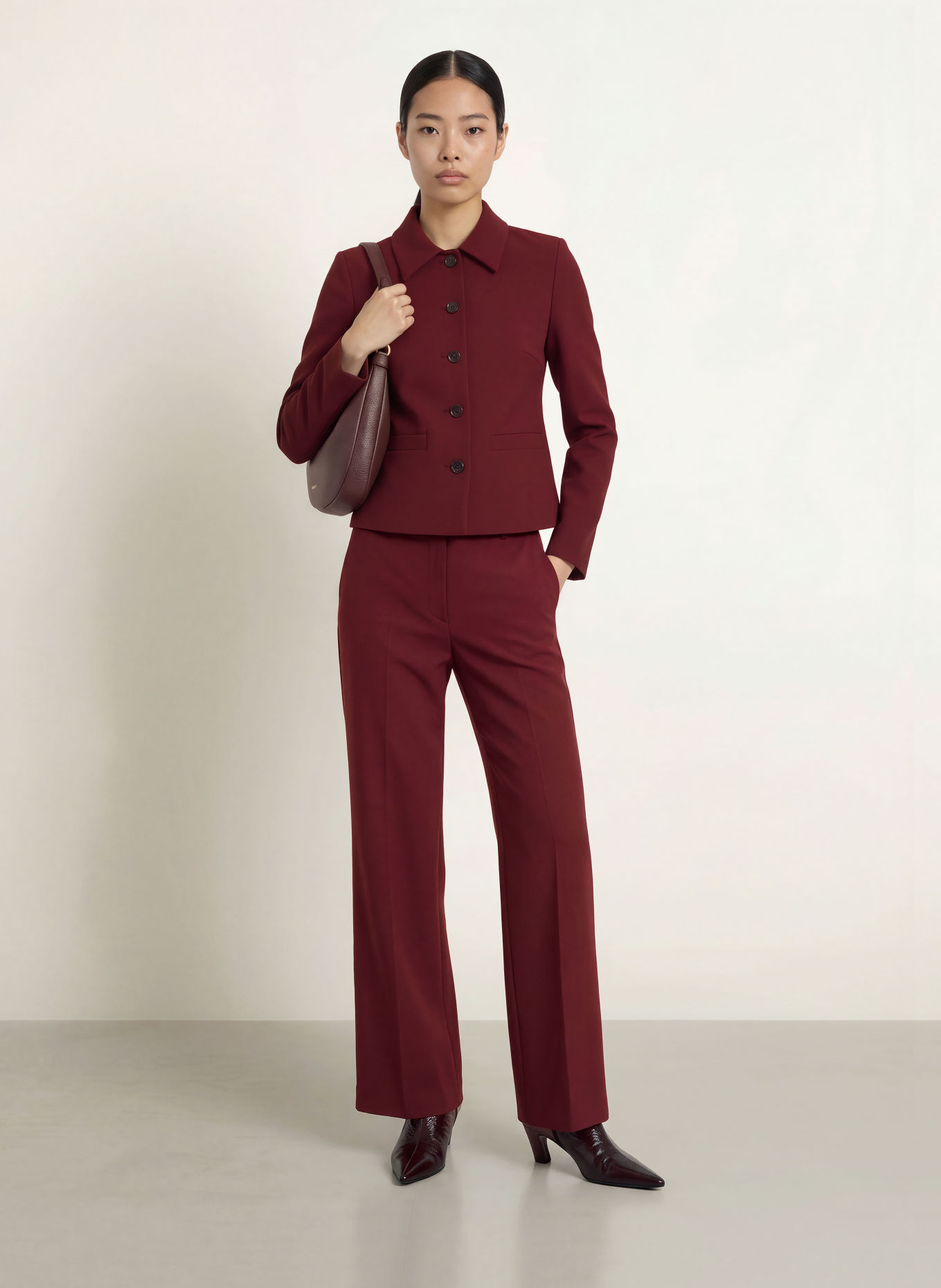 MORE & MORE Wide-leg trousers: DARK RED
