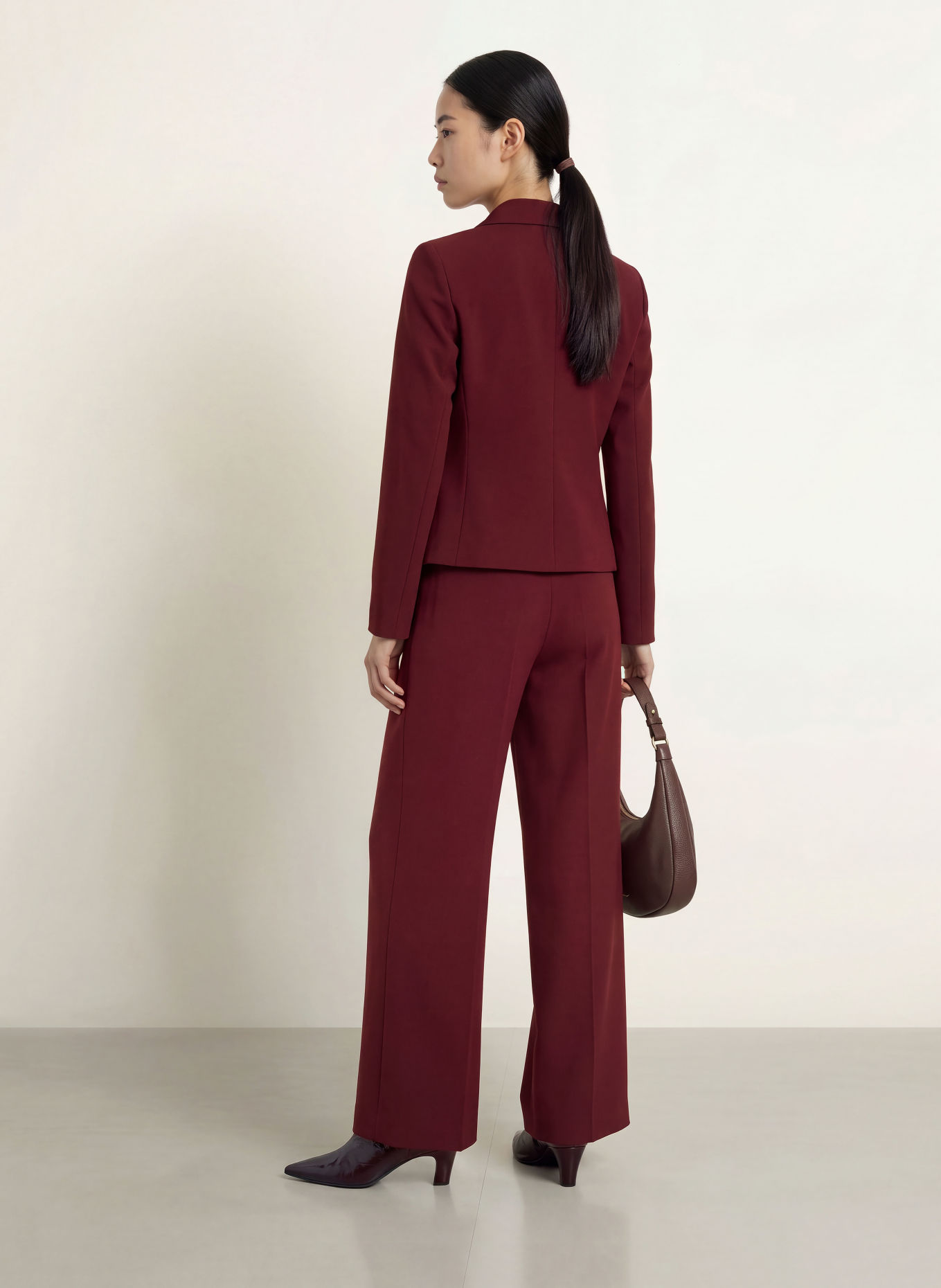 MORE & MORE Wide-leg trousers: DARK RED