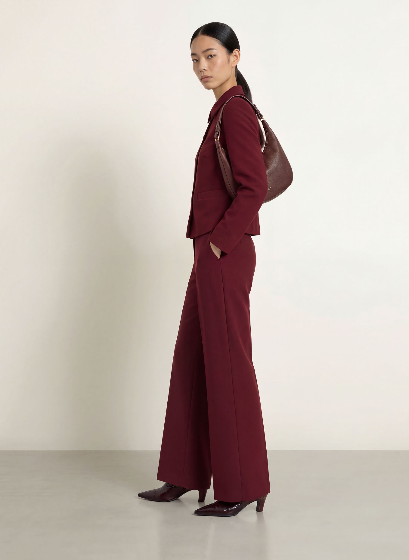 MORE & MORE Wide-leg trousers: DARK RED