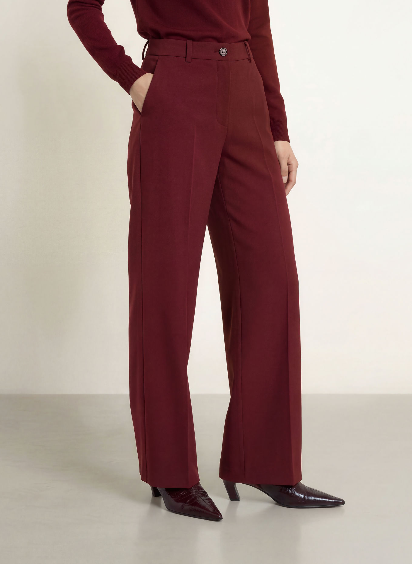 MORE & MORE Wide-leg trousers: DARK RED