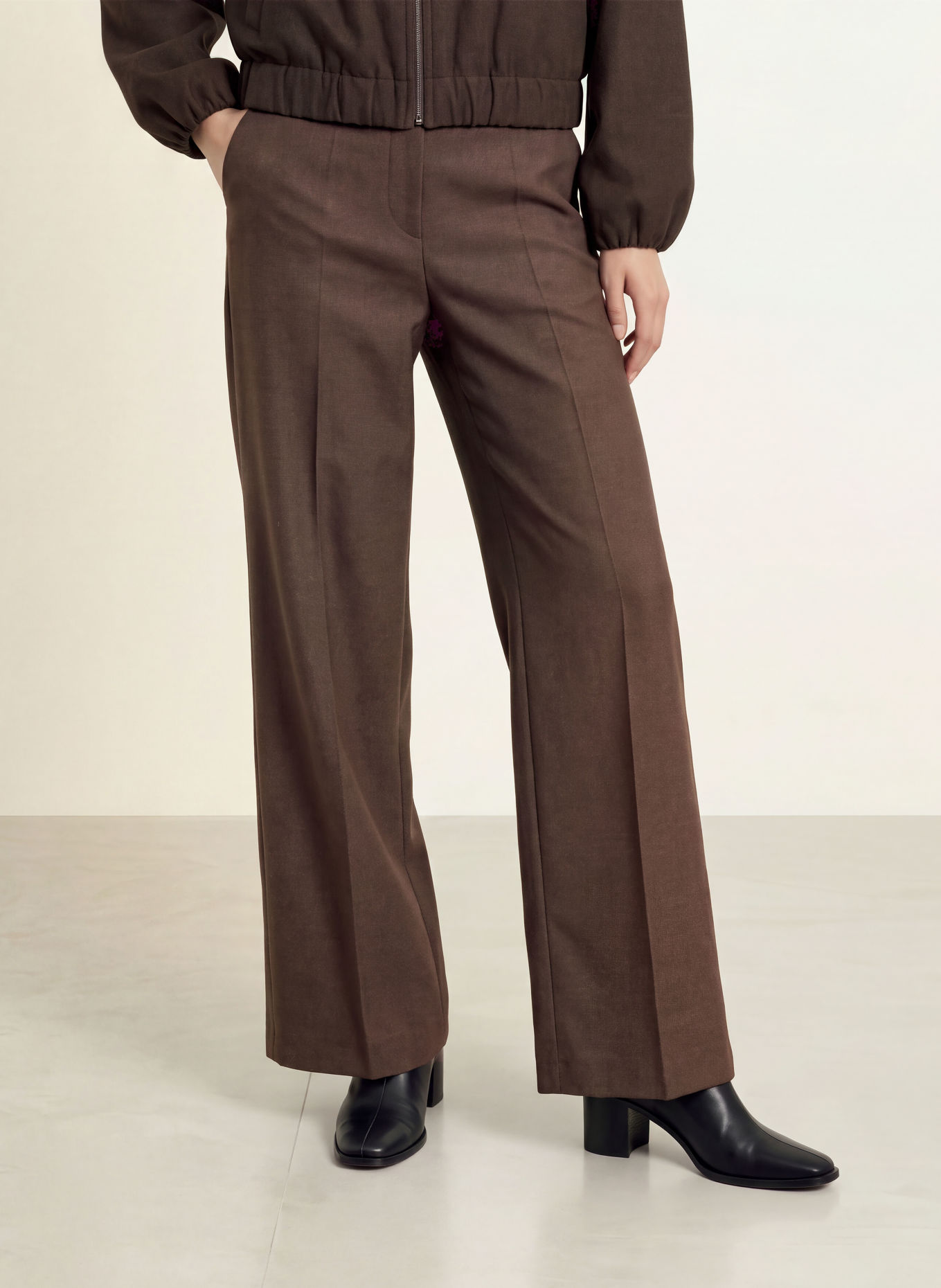 MORE & MORE Wide-leg trousers: DARK BROWN