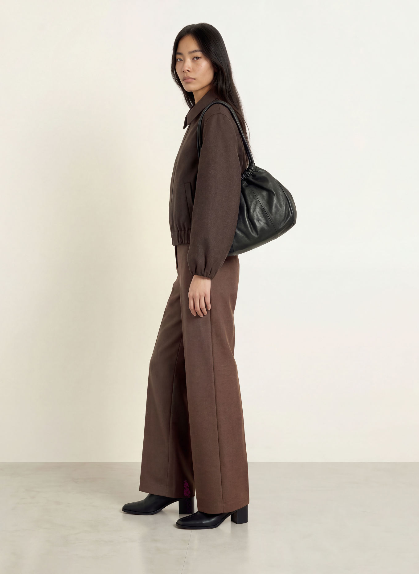 MORE & MORE Wide-leg trousers: DARK BROWN
