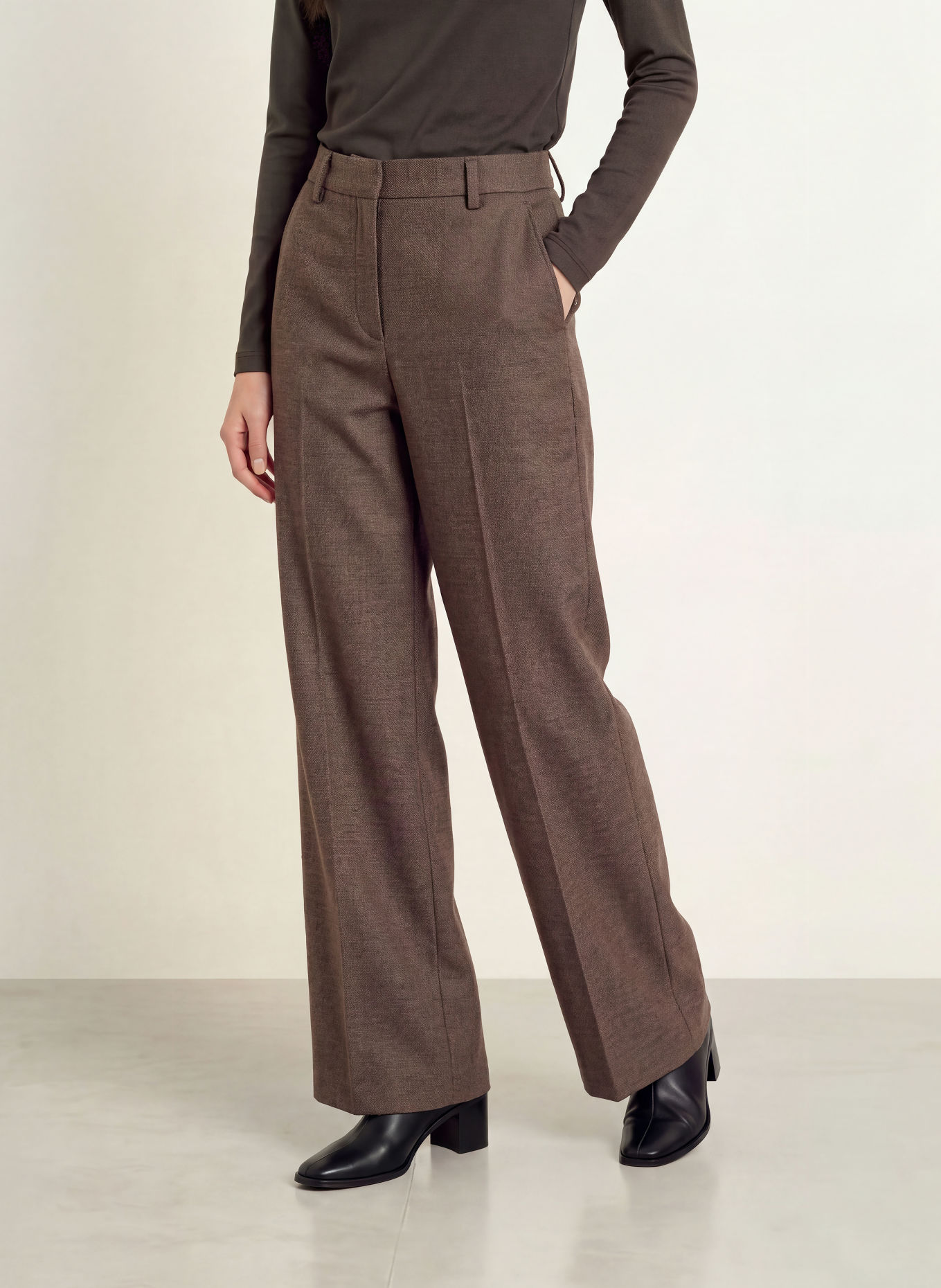 MORE & MORE Wide-leg trousers: DARK BROWN