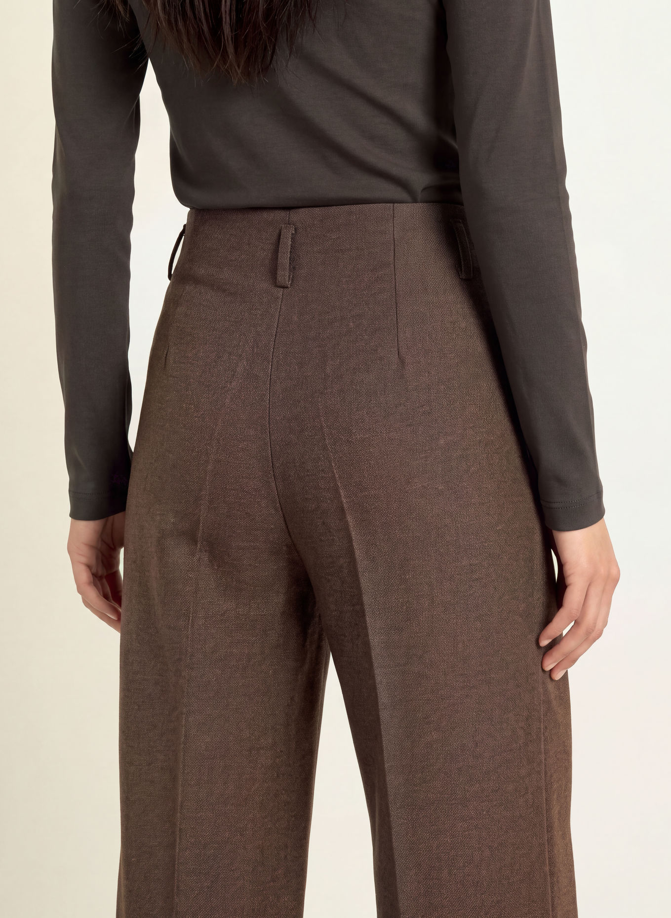 MORE & MORE Wide-leg trousers: DARK BROWN