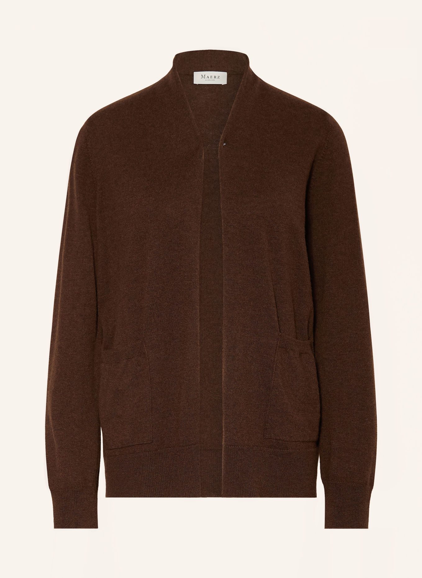 MAERZ MUENCHEN Gebreid openvallend vest: MARRON FONCÉ