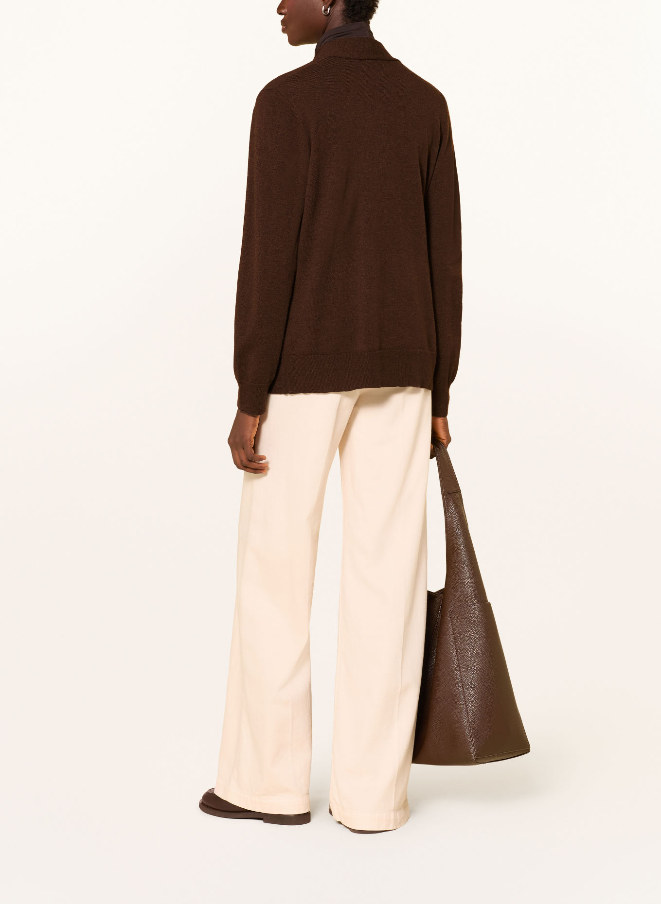 MAERZ MUENCHEN Gebreid openvallend vest: MARRON FONCÉ