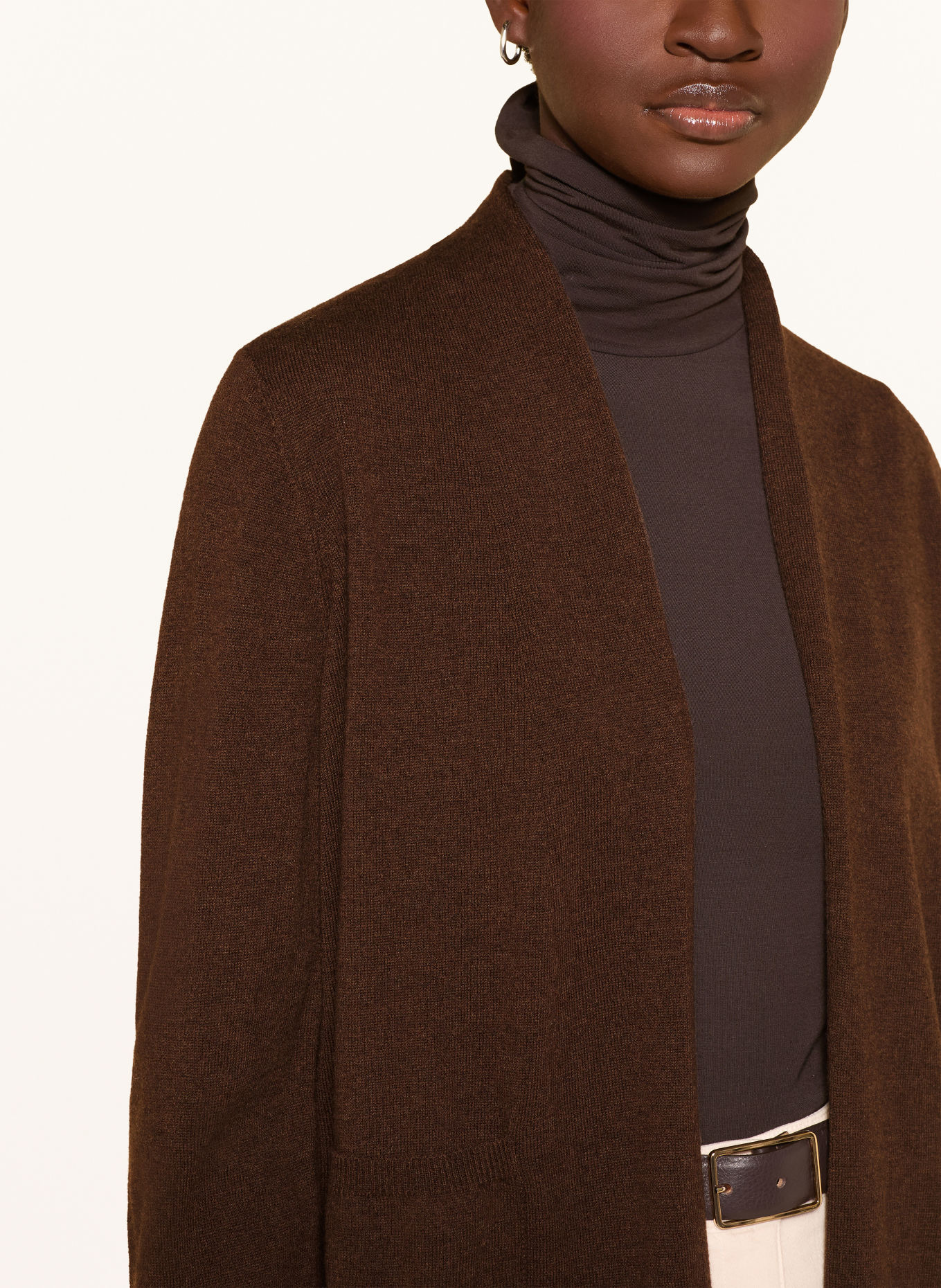 MAERZ MUENCHEN Gebreid openvallend vest: MARRON FONCÉ