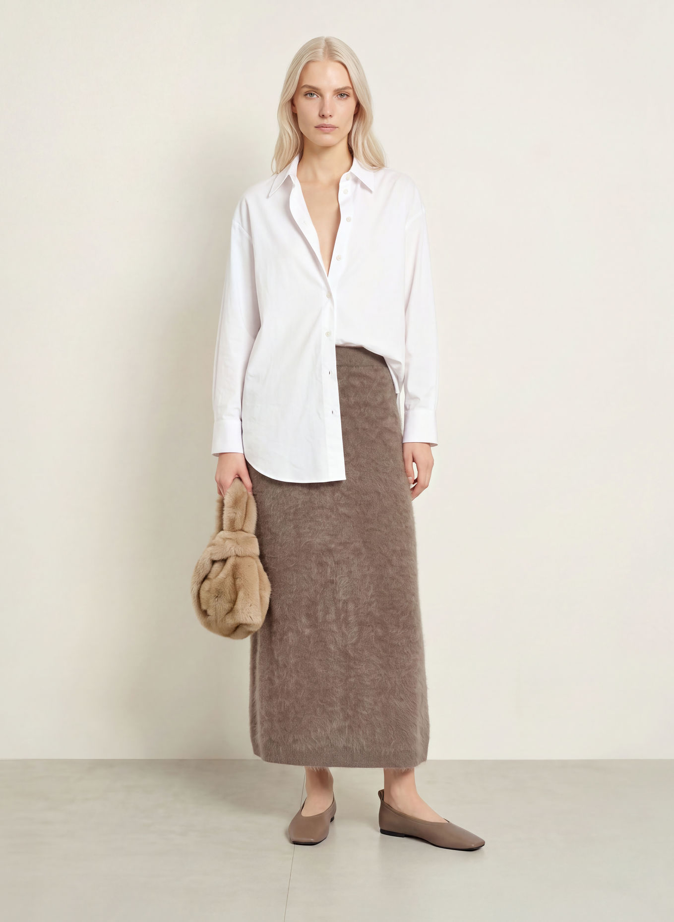 MAERZ MUENCHEN Jupe en maille de cachemire: TAUPE