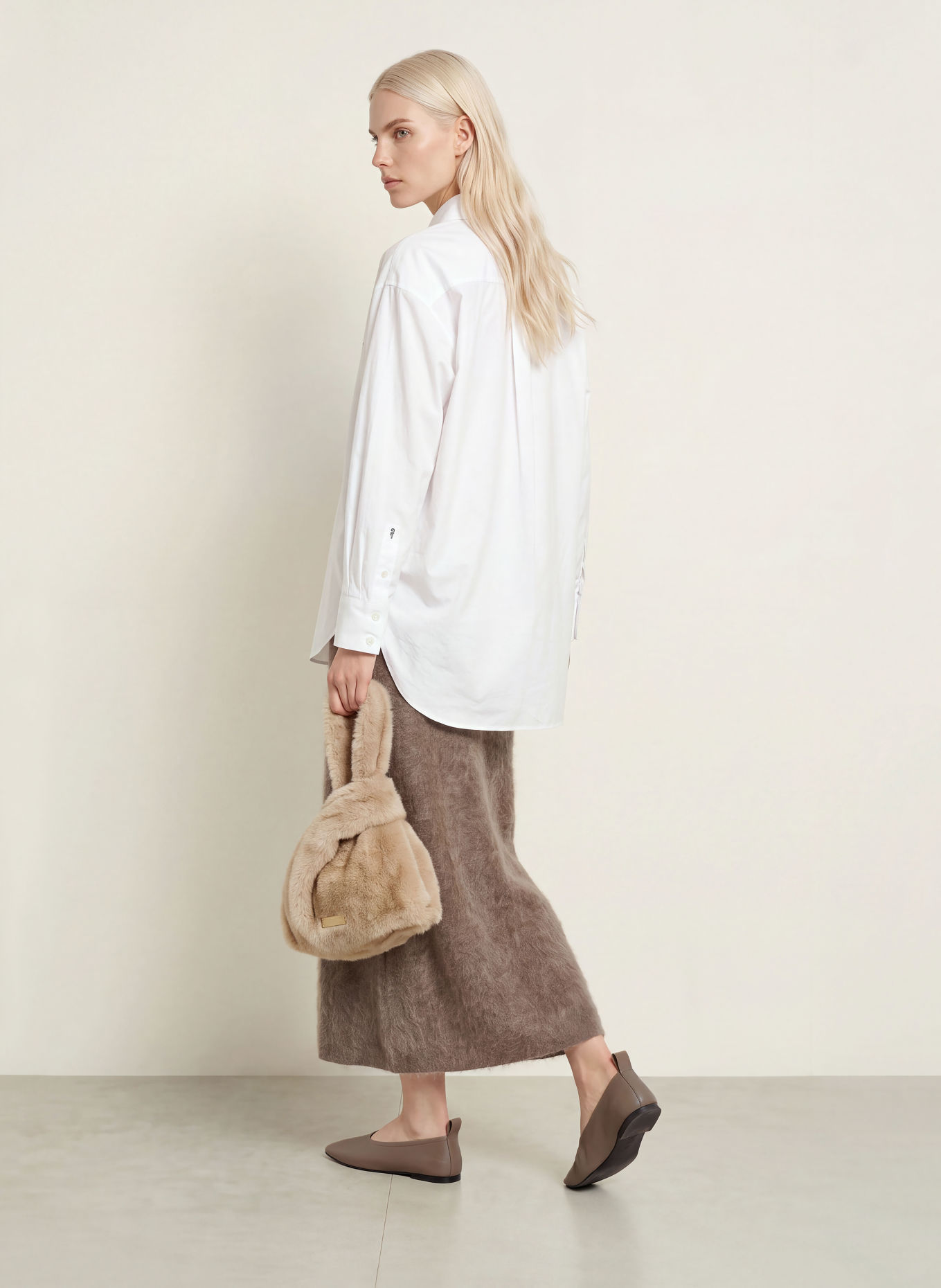 MAERZ MUENCHEN Jupe en maille de cachemire: TAUPE