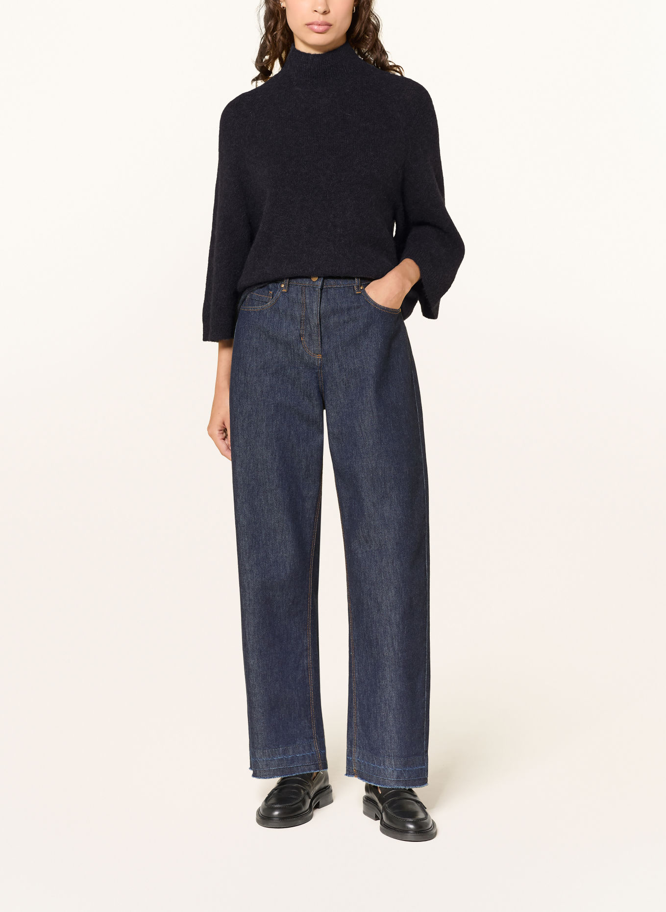 LUISA CERANO Sweater with alpaca and 3/4 sleeves: DARK BLUE