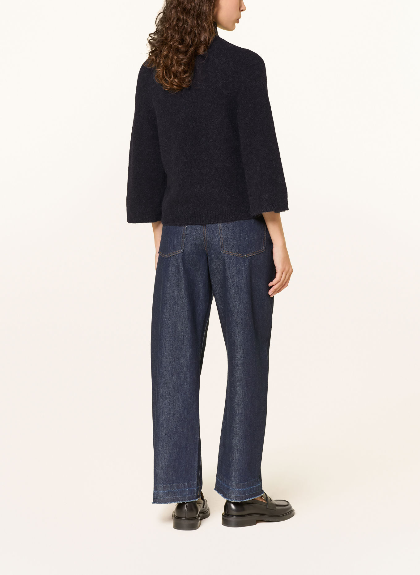 LUISA CERANO Sweater with alpaca and 3/4 sleeves: DARK BLUE
