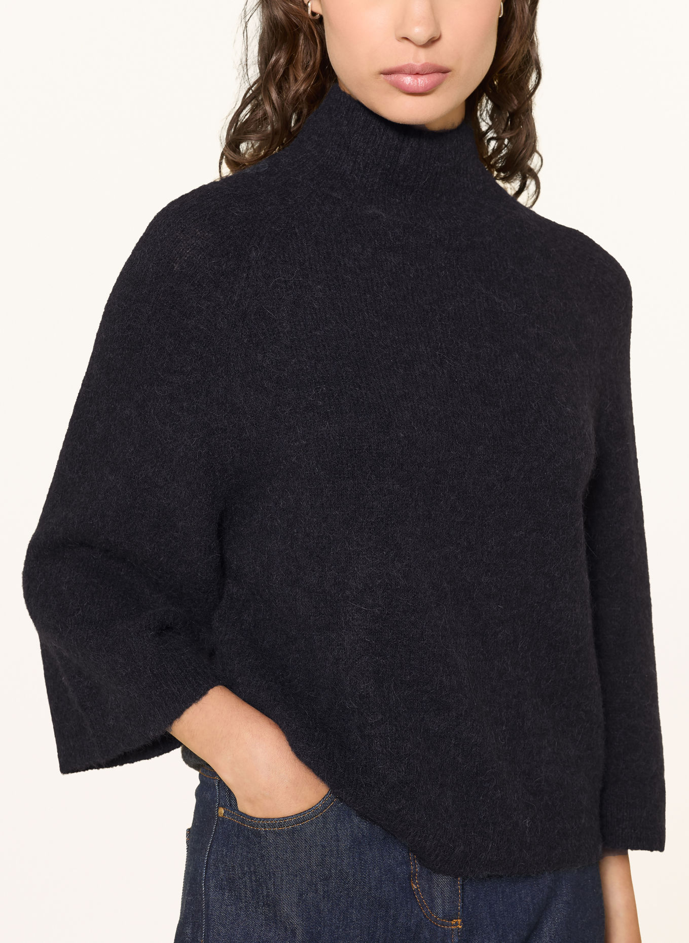 LUISA CERANO Sweater with alpaca and 3/4 sleeves: DARK BLUE