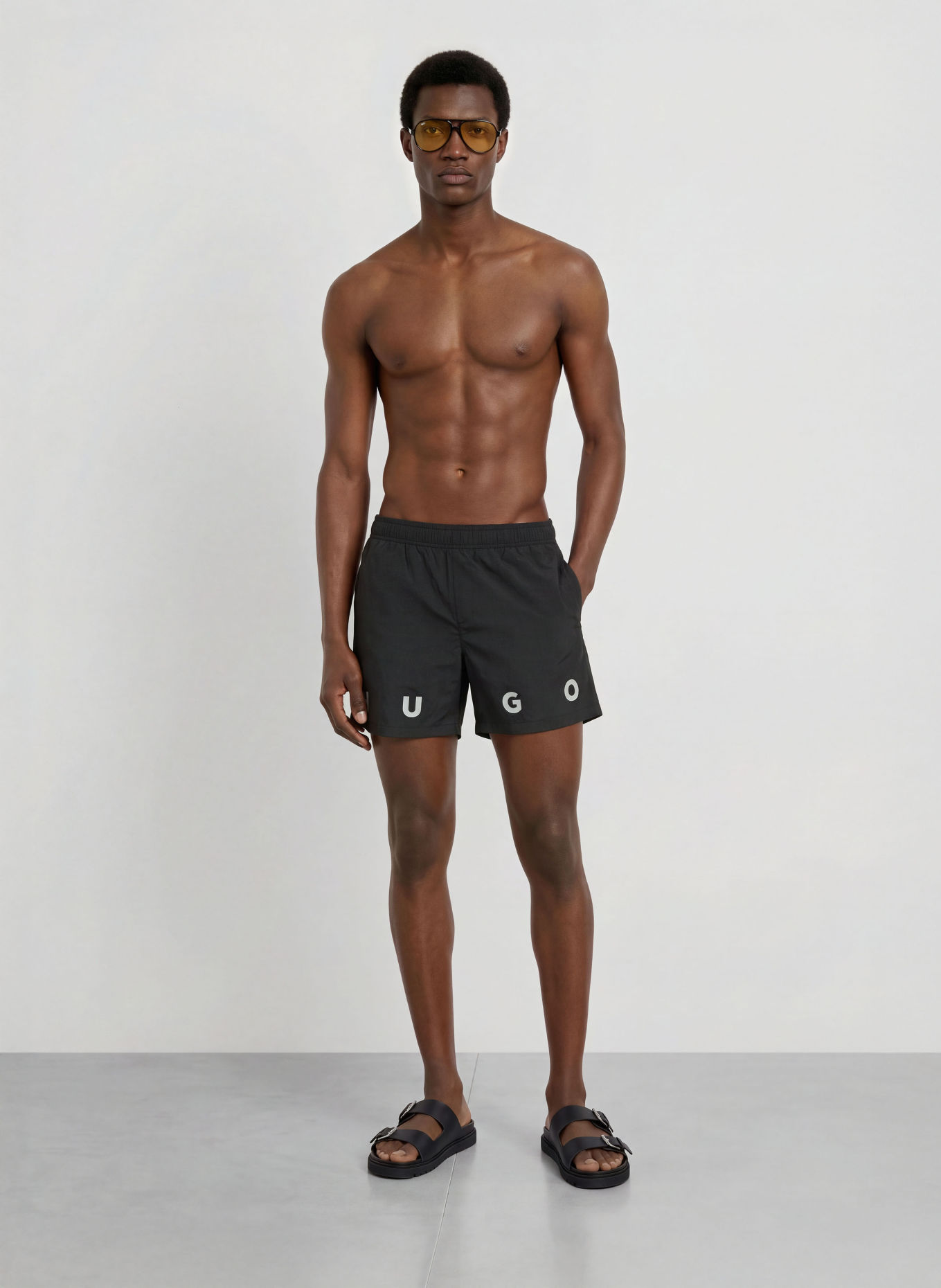HUGO AZURI Swim shorts: BLACK