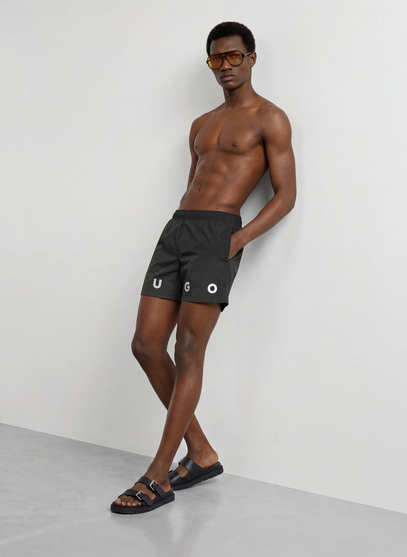 HUGO AZURI Swim shorts: BLACK