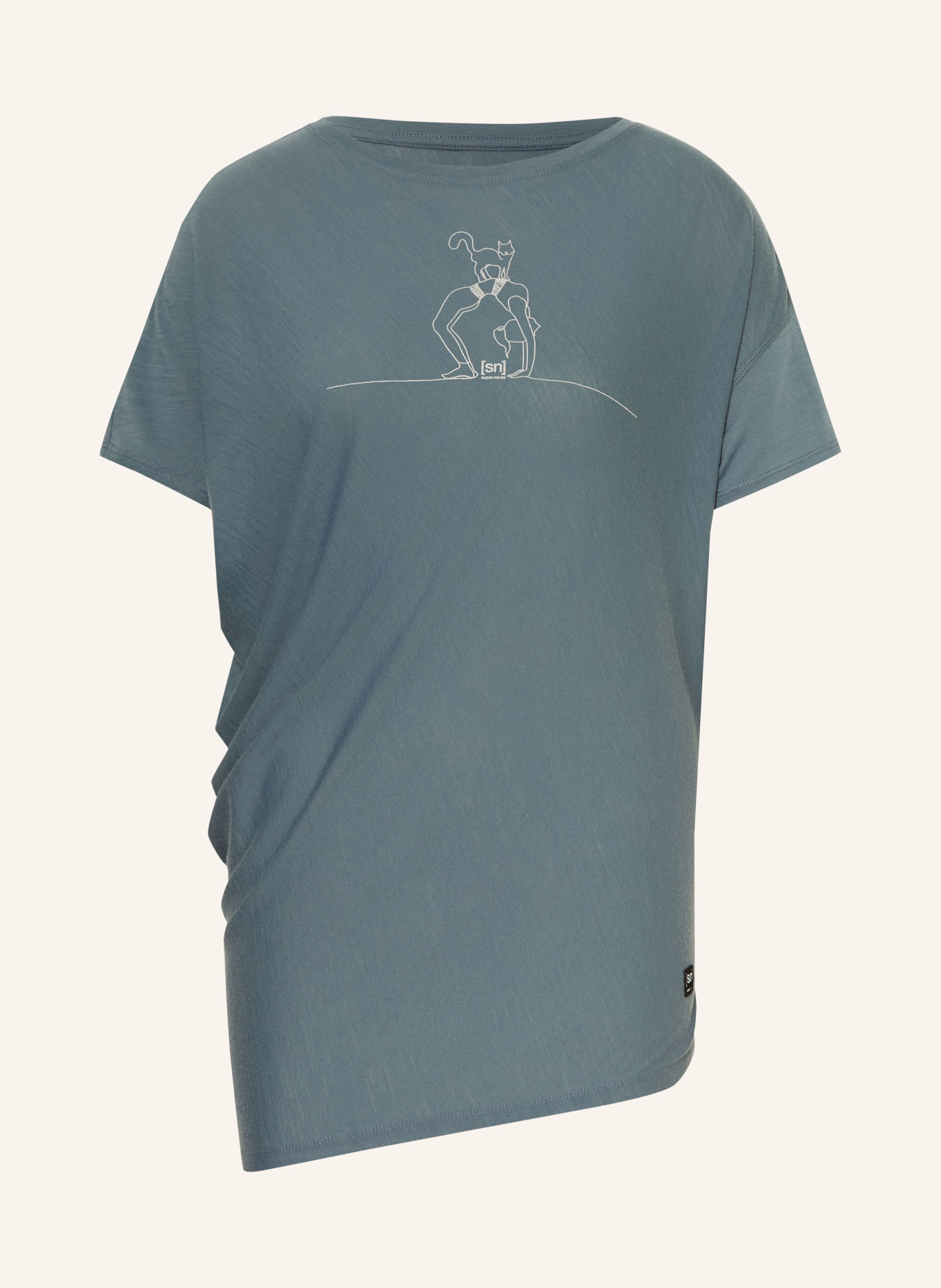 super.natural CAT YOGA Performance Shirt: BLUE GRAY / CREAM