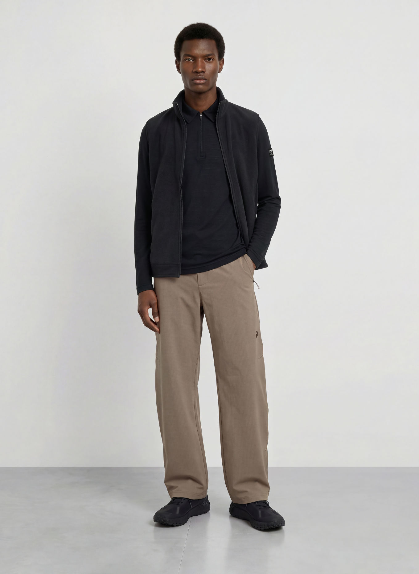 super.natural Functional polo shirt with merino wool: BLACK